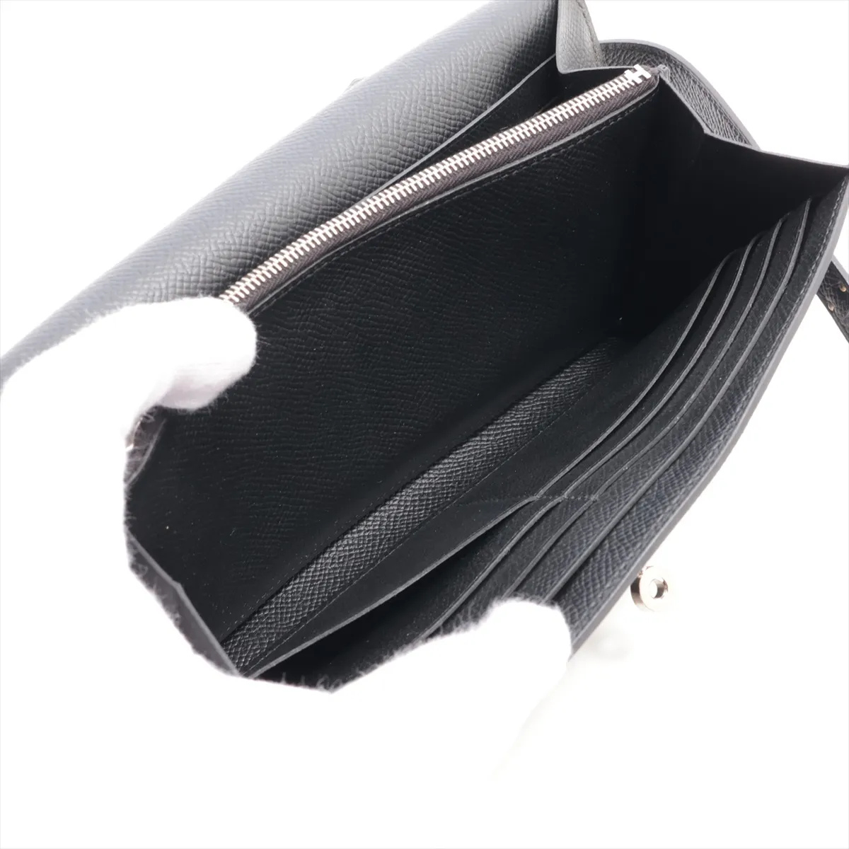Kelly Wallet, Veau Epsom Leather, Long Wallet, Black, Silver Hardware, D: 2019 — view 6