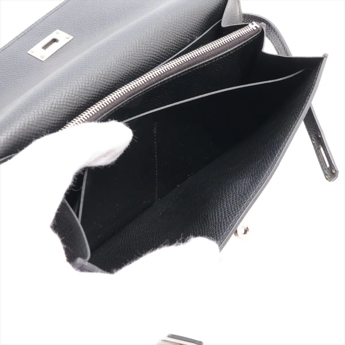 Kelly Wallet, Veau Epsom Leather, Long Wallet, Black, Silver Hardware, D: 2019 — view 7