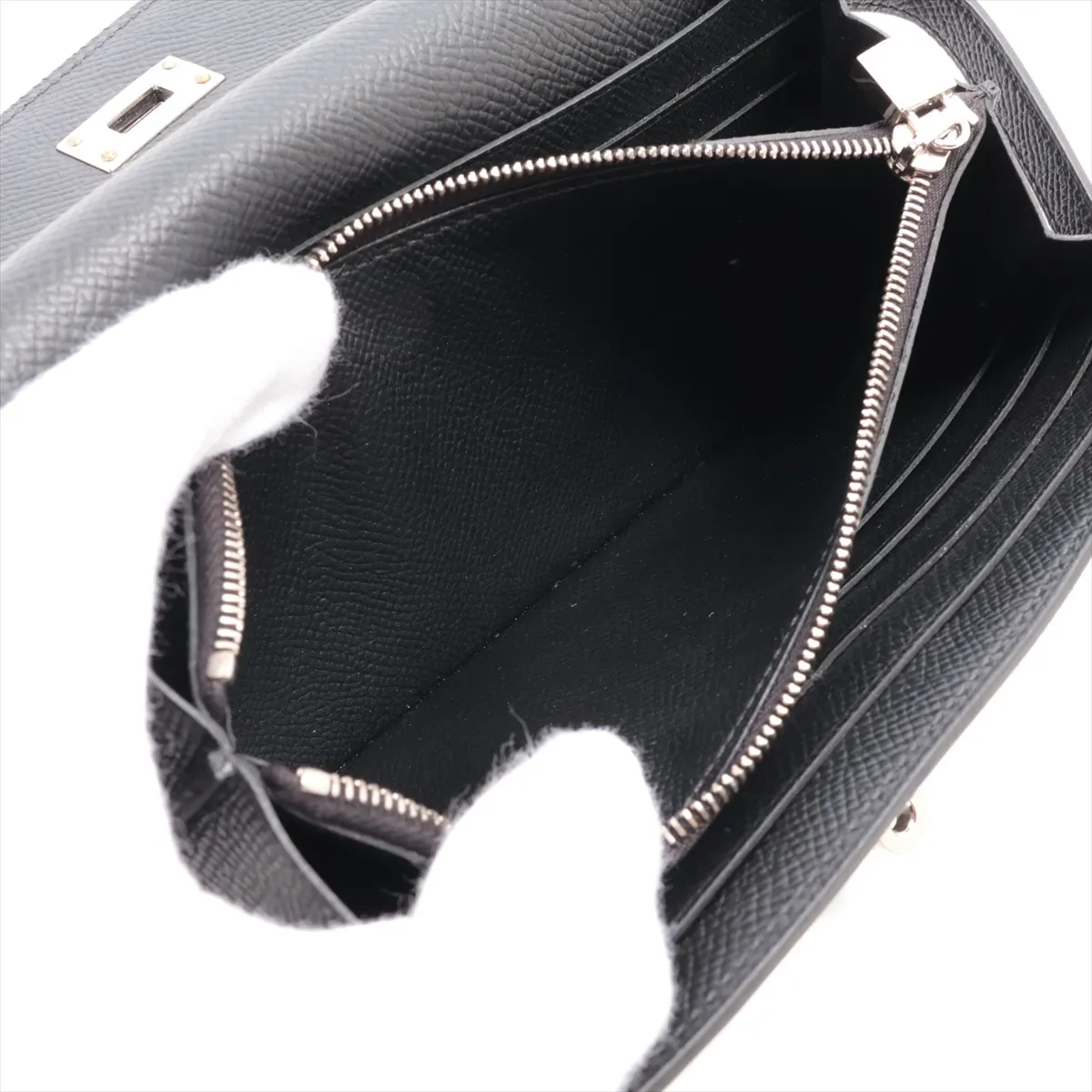 Kelly Wallet, Veau Epsom Leather, Long Wallet, Black, Silver Hardware, D: 2019 — view 8