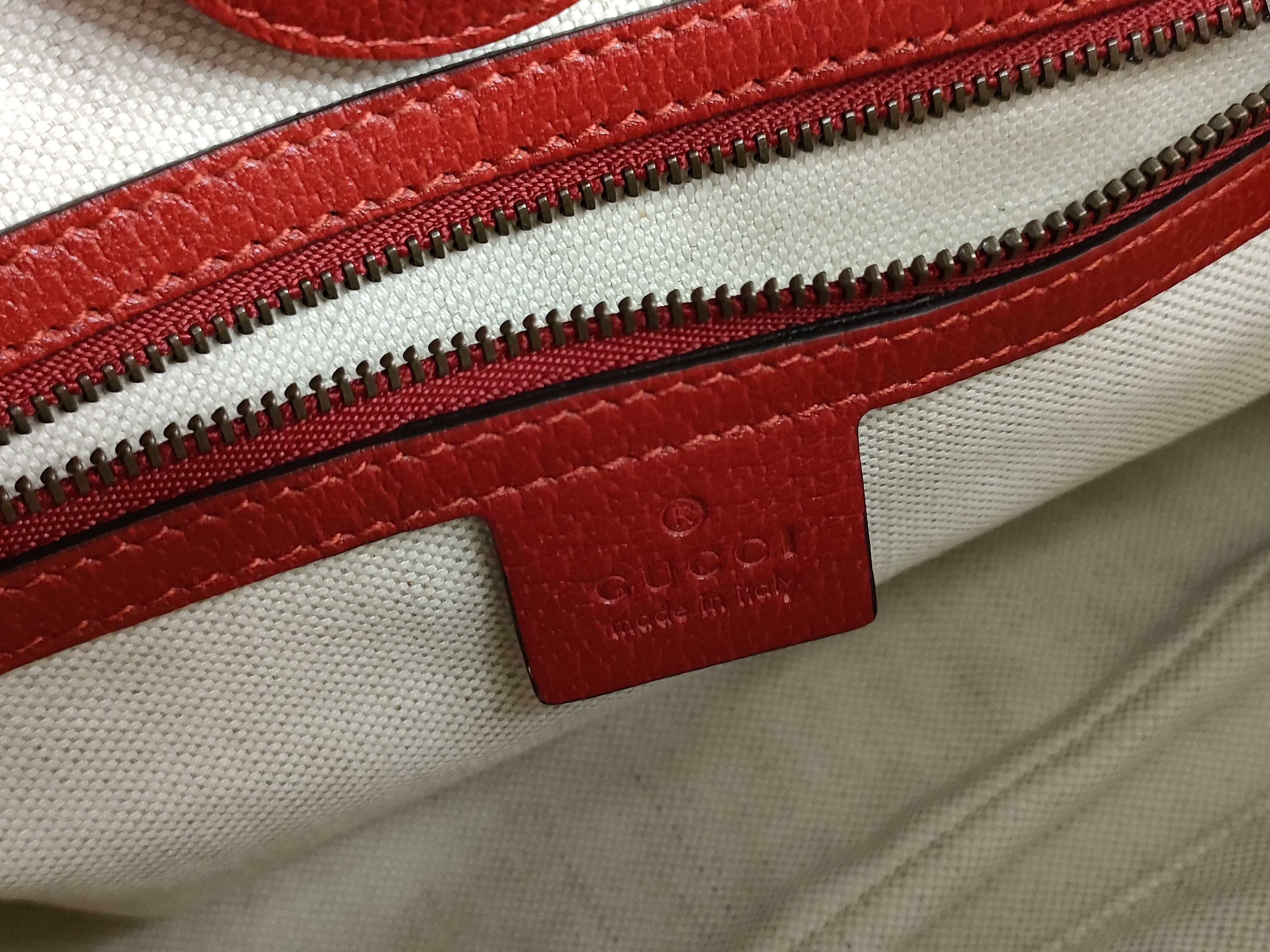 GG Supreme PVC x Leather 2-Way Handbag, Beige x Red, 473887 (Handbag) — view 12