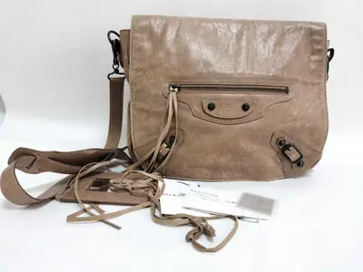 246432 Folk Shoulder Bag, Lambskin, Beige Shoulder Bag