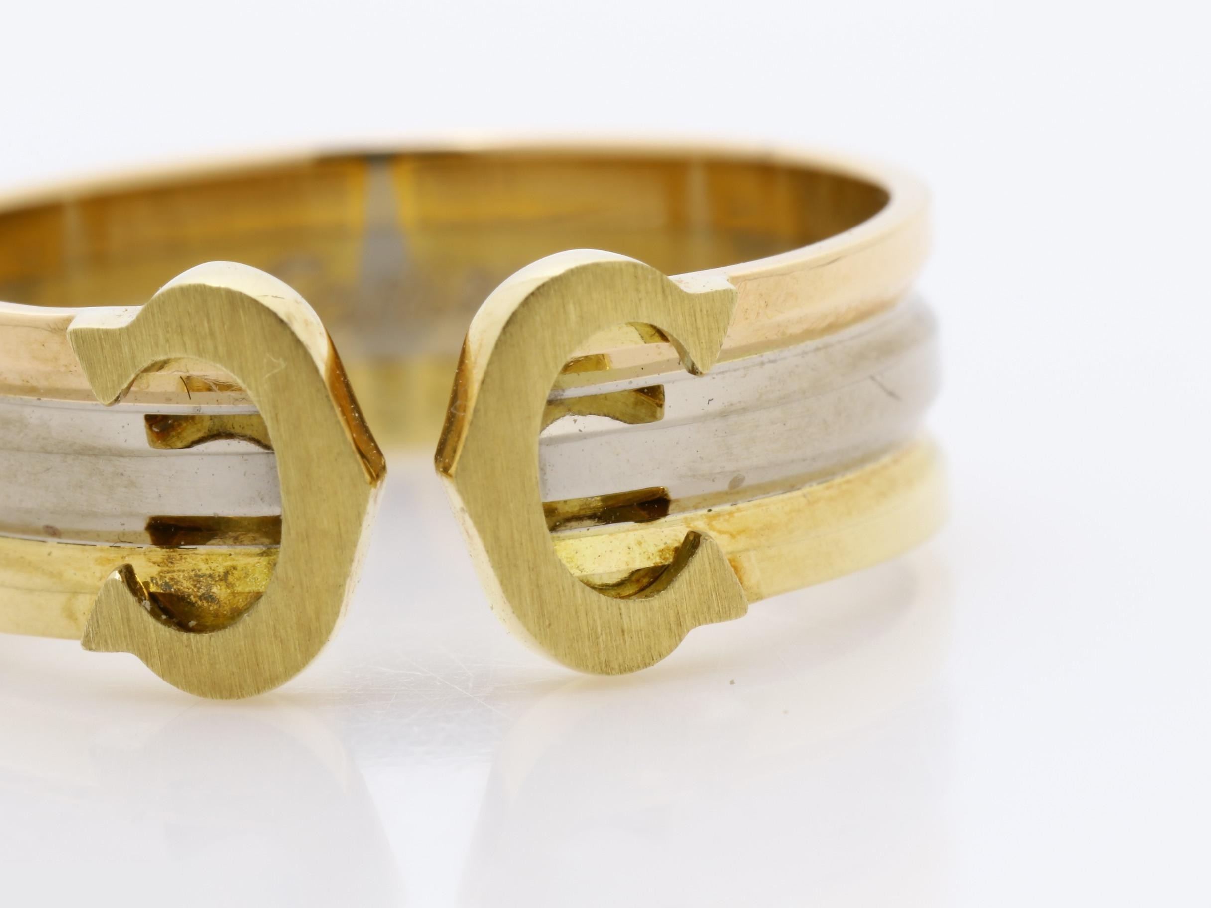 2C motif ring, WG/YG/PG, 750, 3.6g, #53 stamped. — view 2