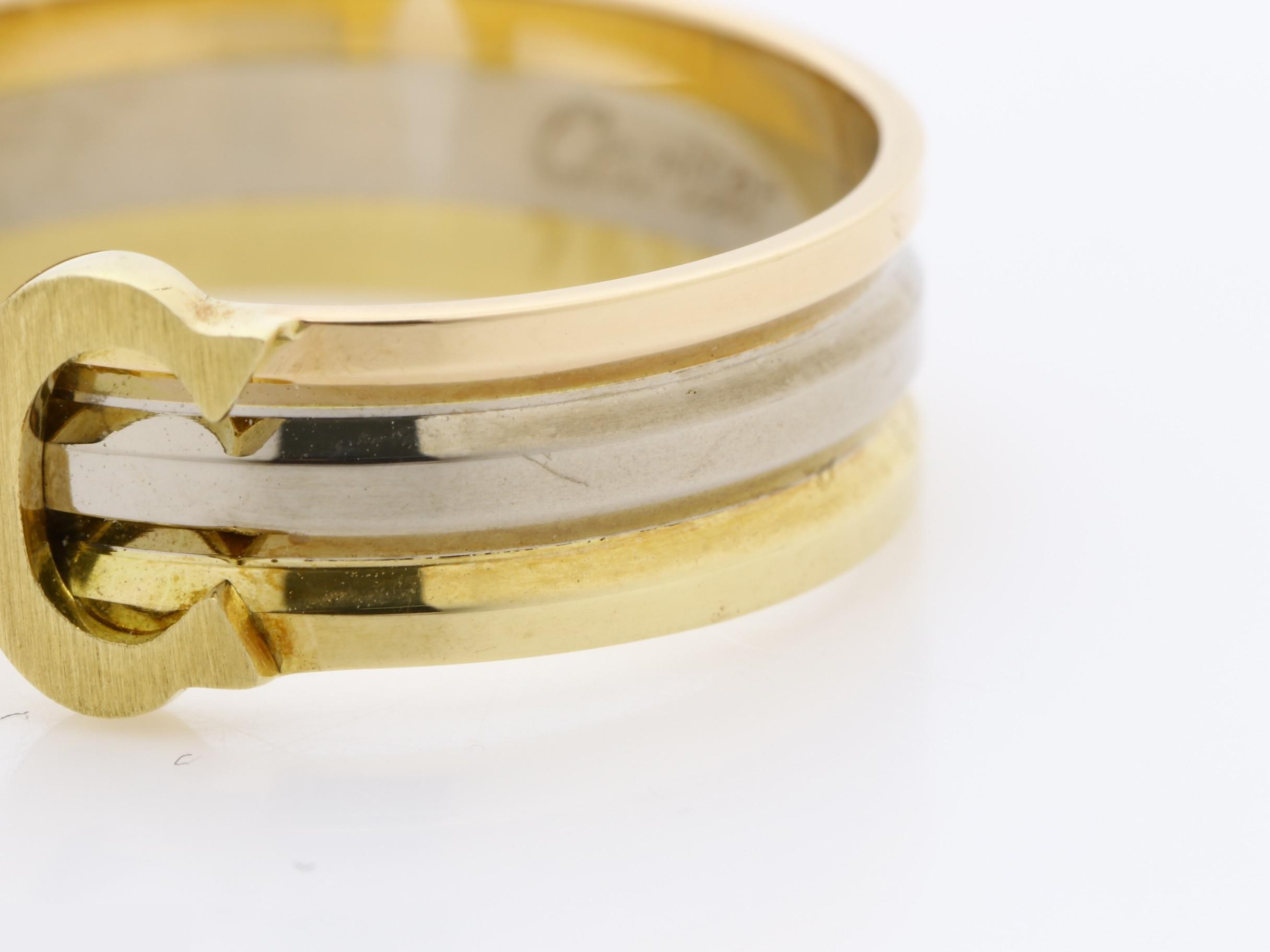 2C motif ring, WG/YG/PG, 750, 3.6g, #53 stamped. — view 3