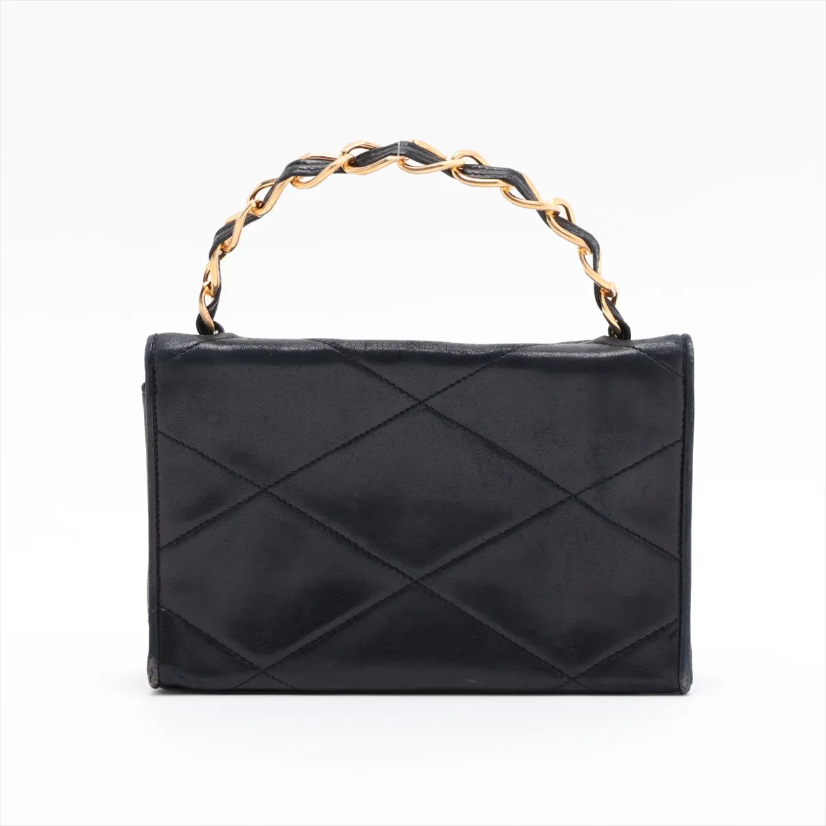 Matelassé Lambskin Chain Handbag, Black with Gold Hardware, 0877718 (Serial Number in the 0s) — view 2