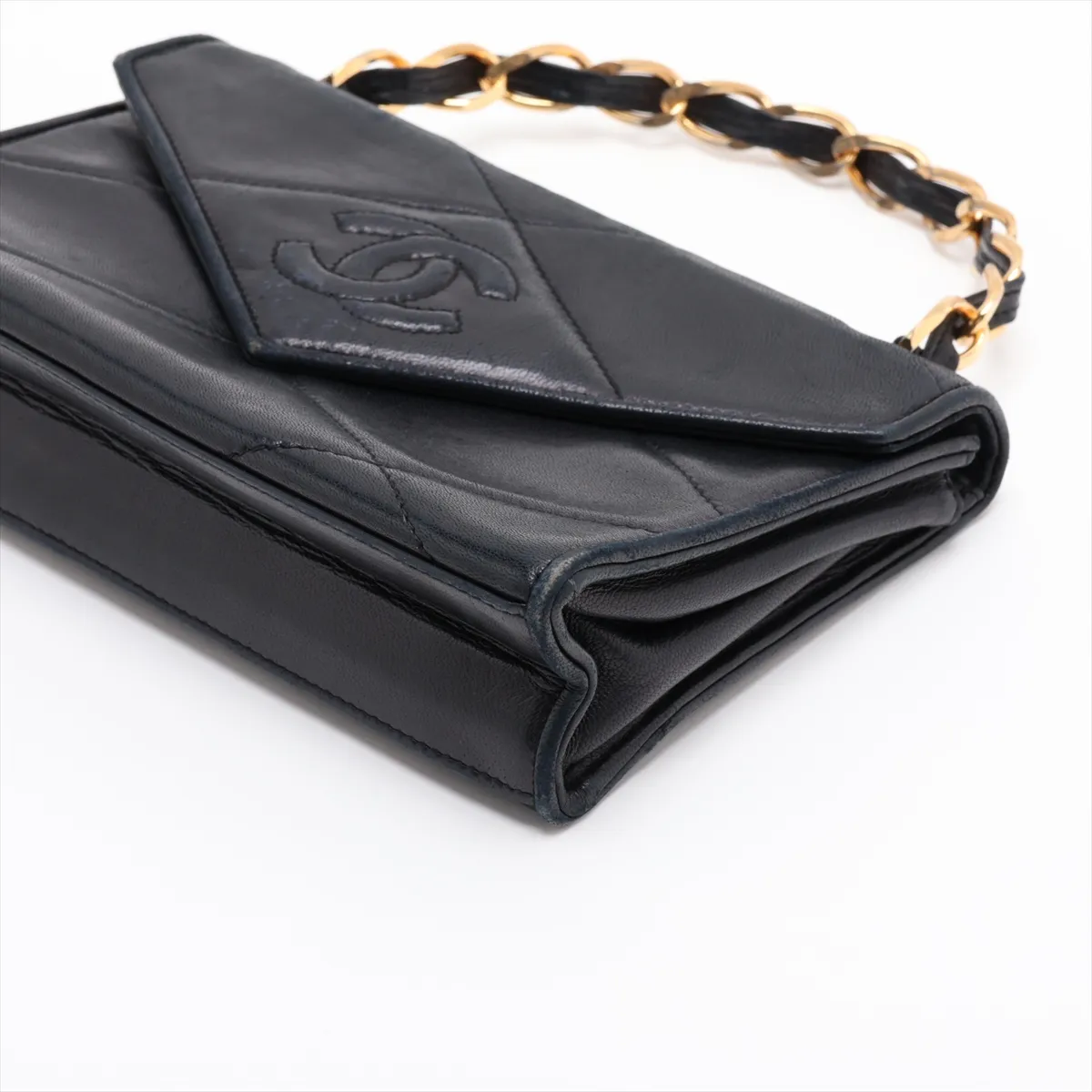 Matelassé Lambskin Chain Handbag, Black with Gold Hardware, 0877718 (Serial Number in the 0s) — view 3