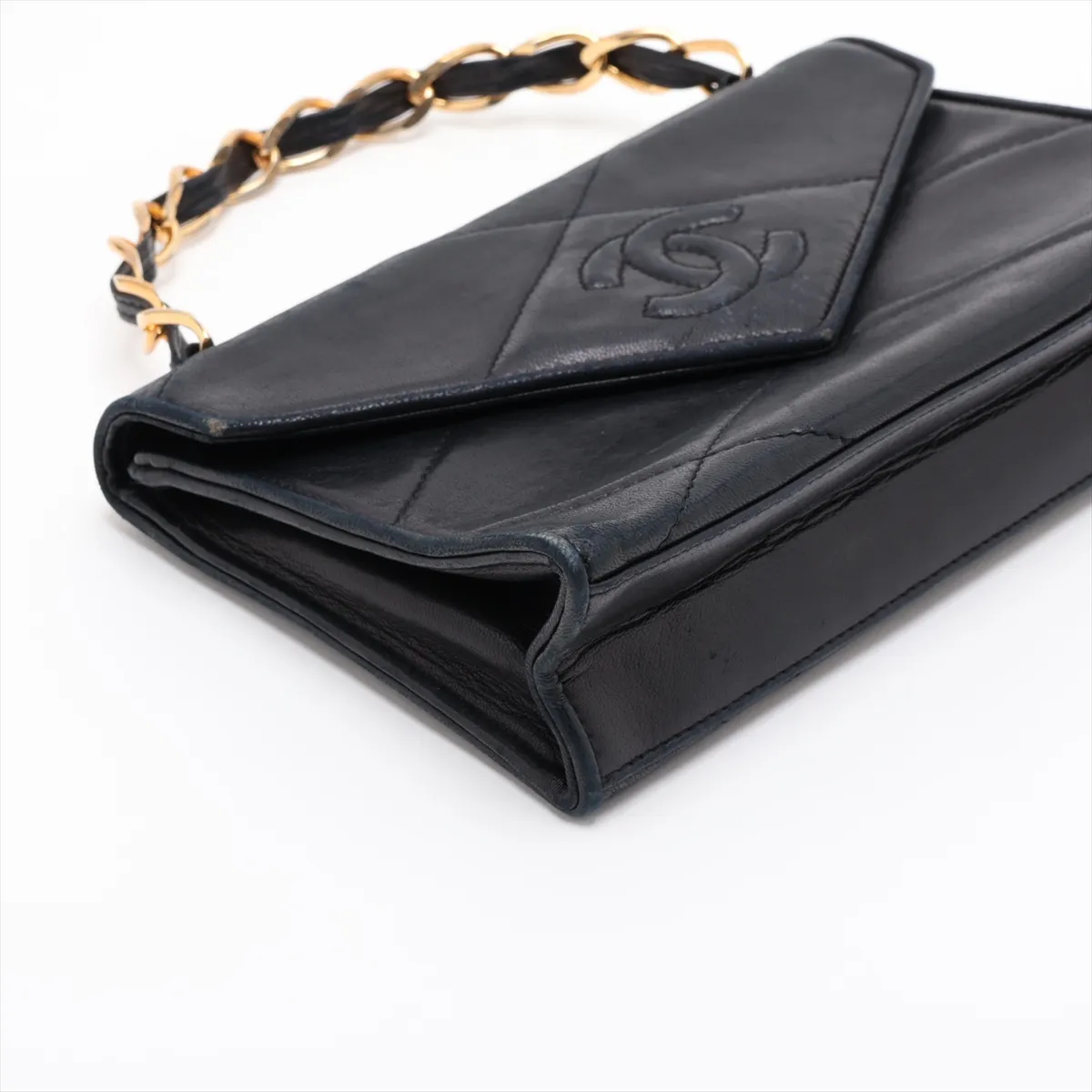 Matelassé Lambskin Chain Handbag, Black with Gold Hardware, 0877718 (Serial Number in the 0s) — view 4