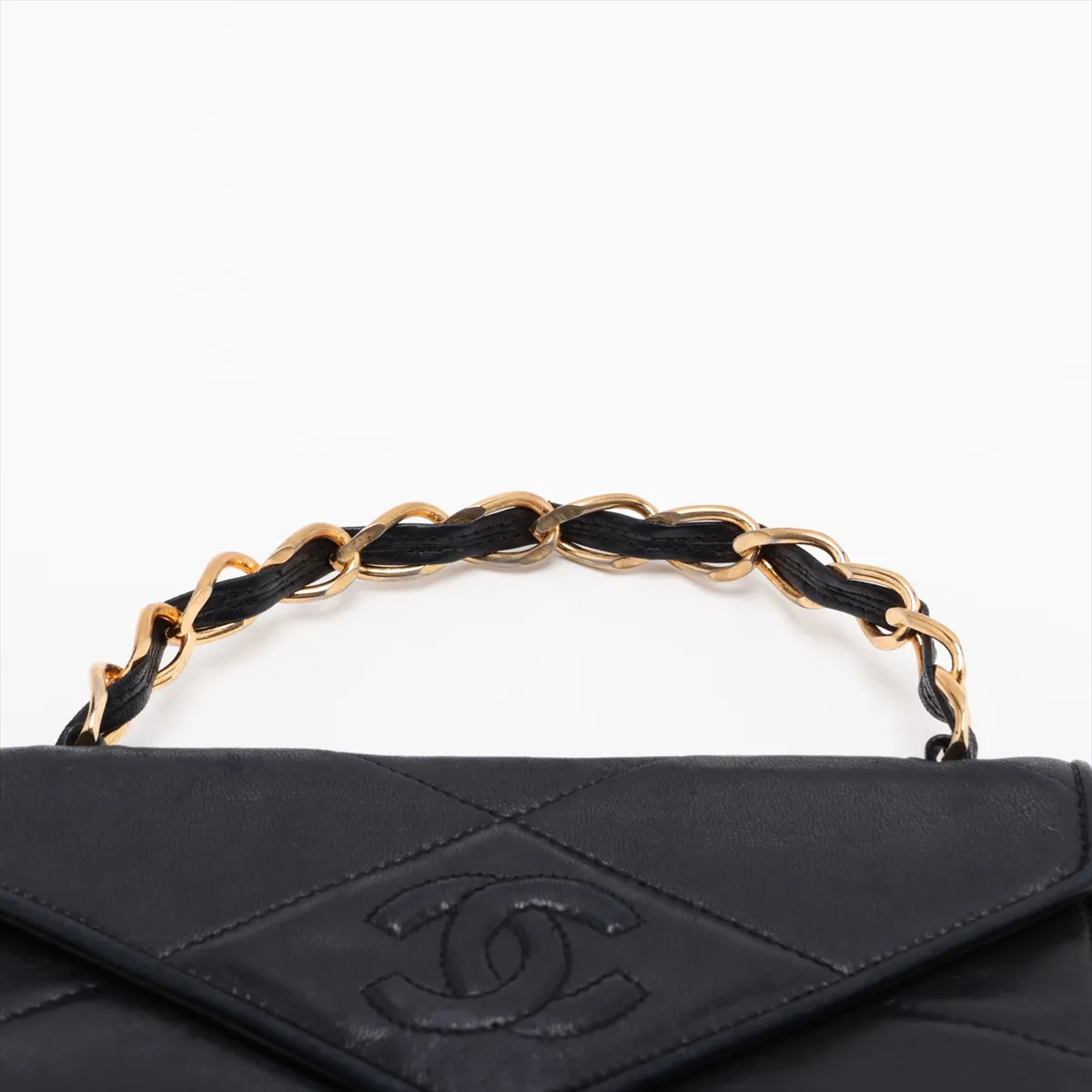 Matelassé Lambskin Chain Handbag, Black with Gold Hardware, 0877718 (Serial Number in the 0s) — view 6