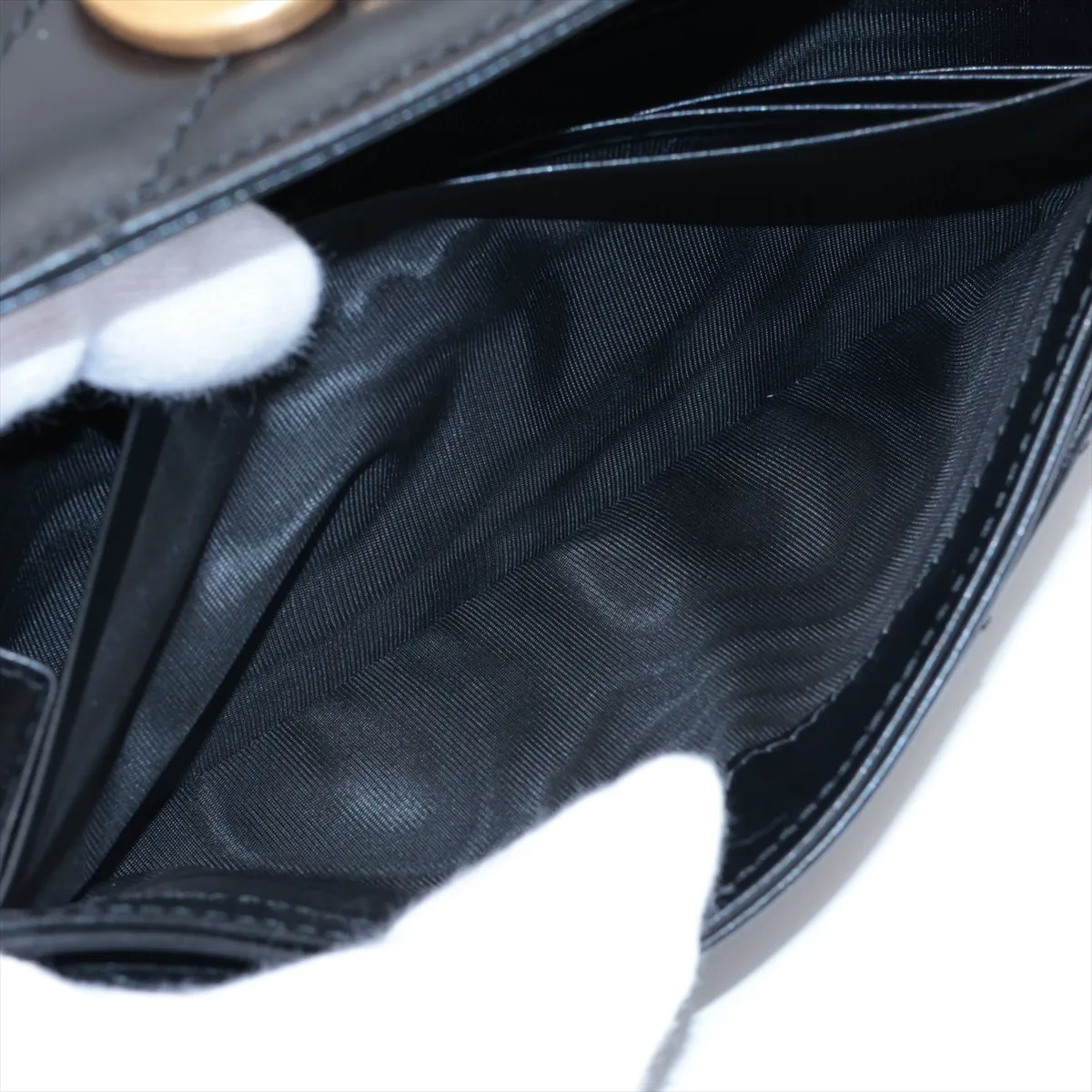 V-stitch 443436 Leather Long Wallet, Black — view 7