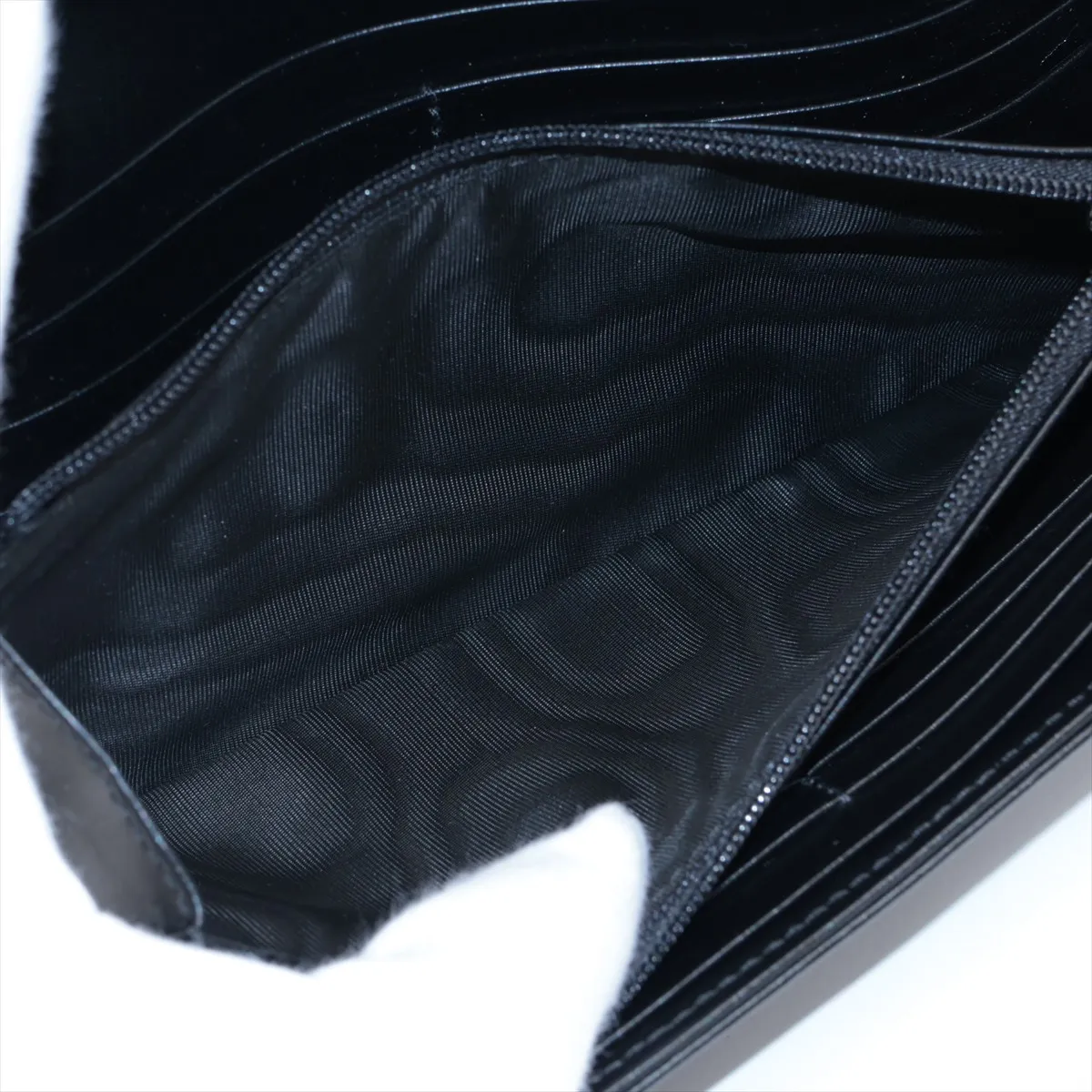 V-stitch 443436 Leather Long Wallet, Black — view 8