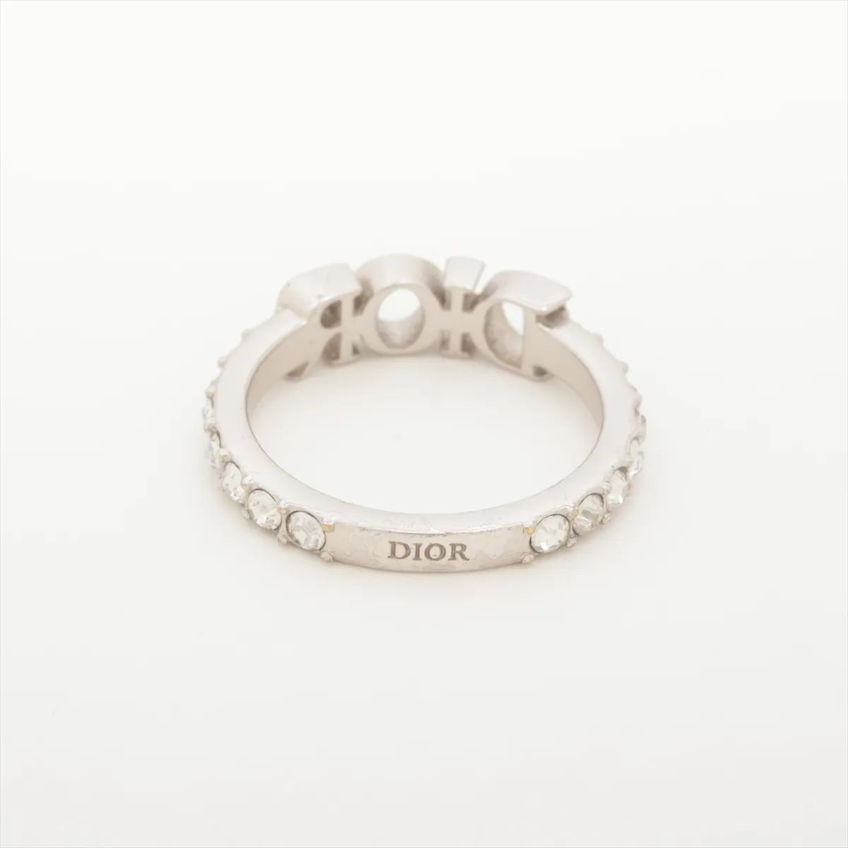 Dio(r)evolution ring, size S, metal x rhinestone, silver. Shows signs of wear, — view 2