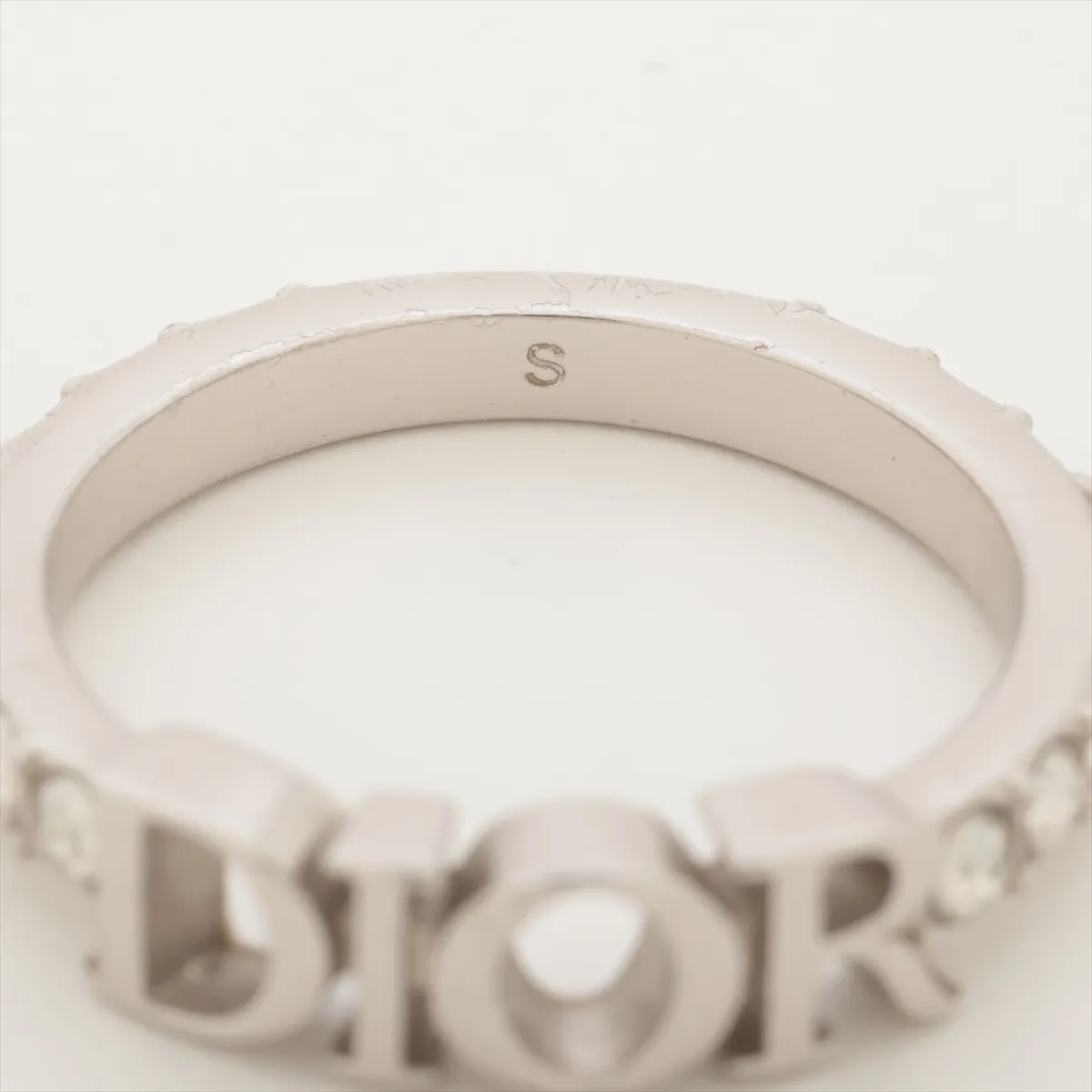Dio(r)evolution ring, size S, metal x rhinestone, silver. Shows signs of wear, — view 3