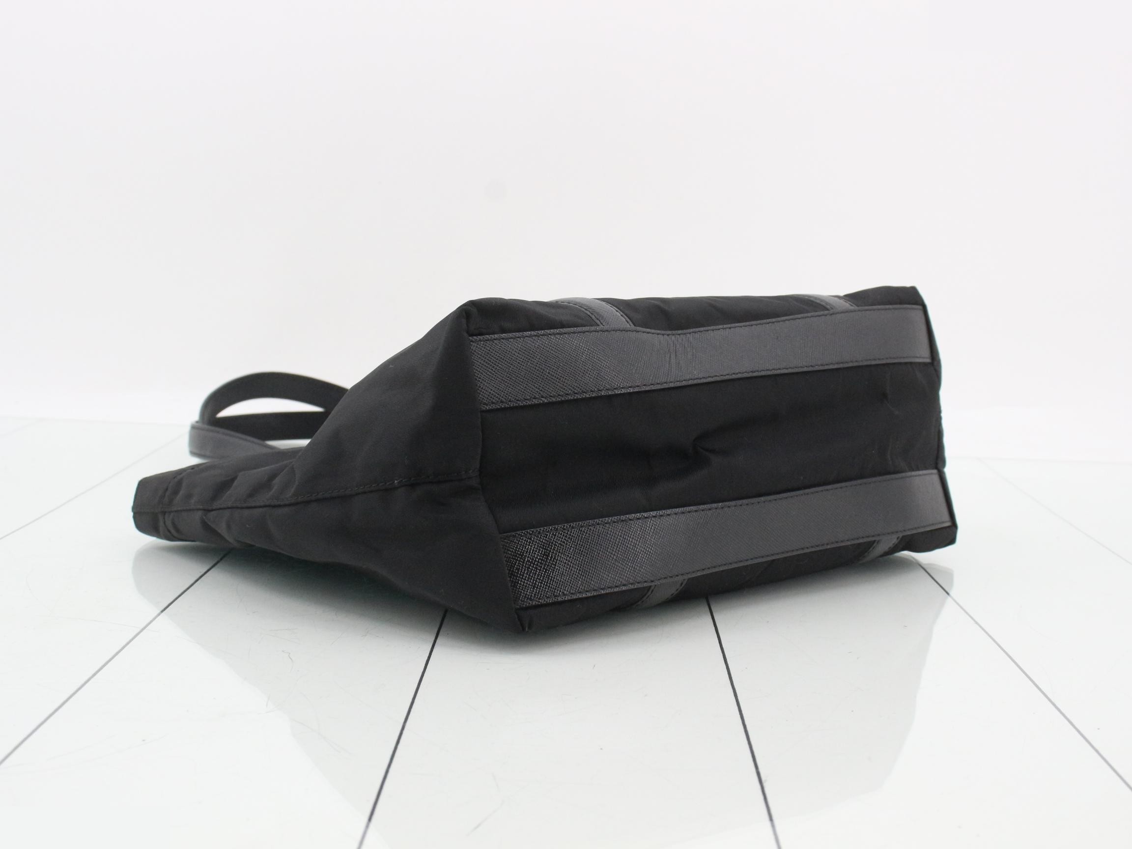 Tessuto x Saffiano Tote Bag, Black — view 5