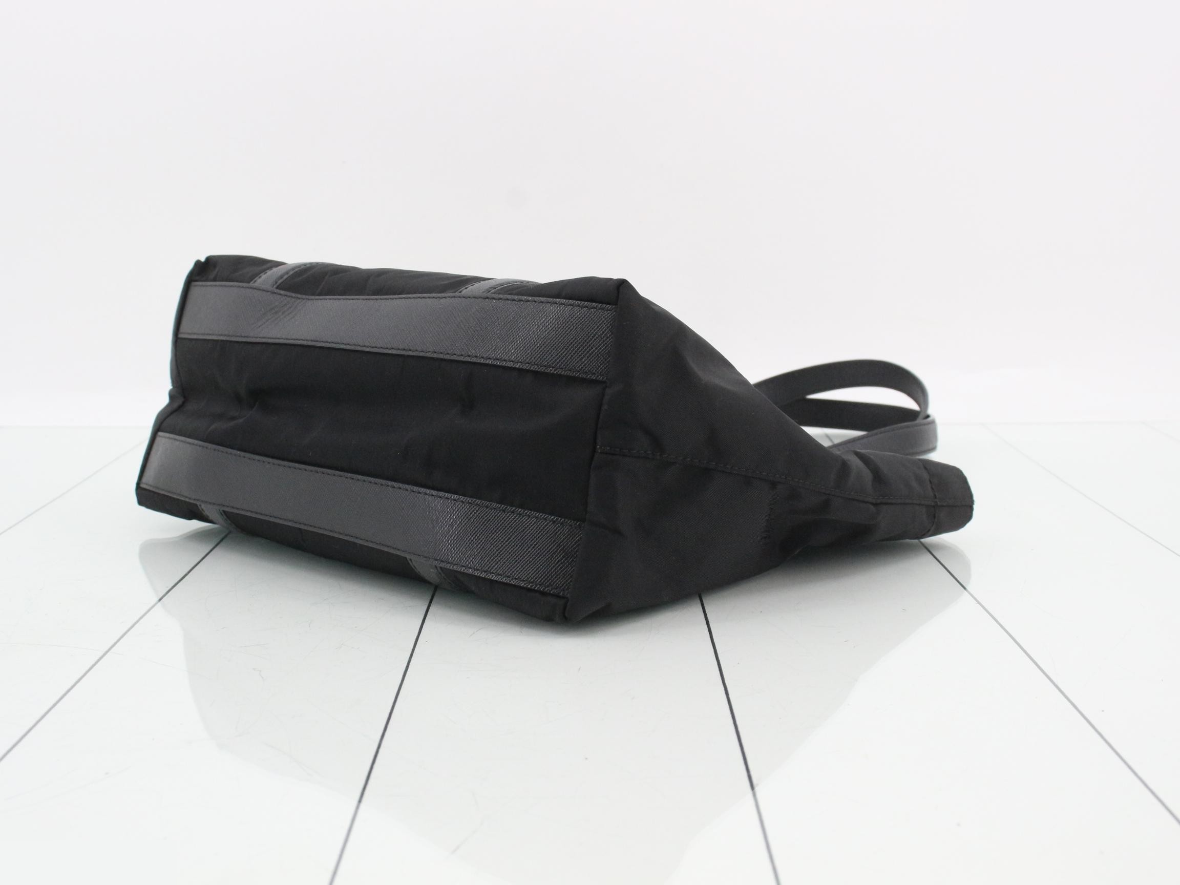 Tessuto x Saffiano Tote Bag, Black — view 6