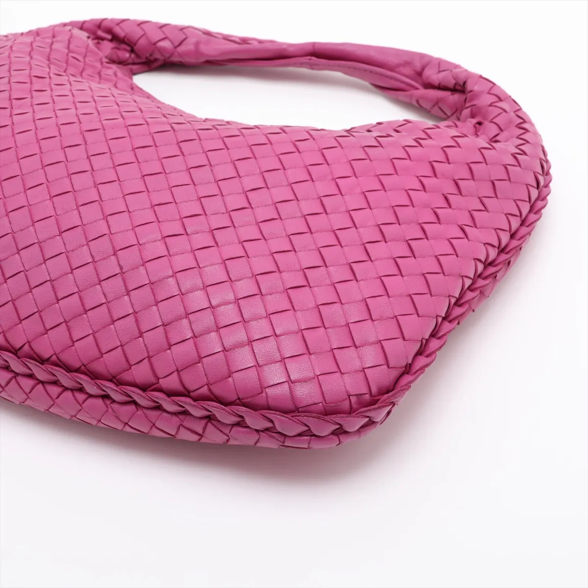 Intrecciato Hobo 115653 Leather Shoulder Bag, Purple — view 3