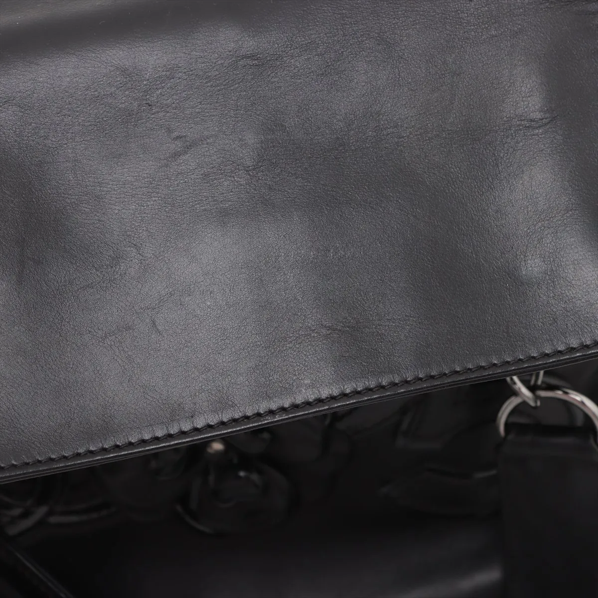 Chocolate Bar Lambskin x Patent Leather Chain Tote Bag Camellia Black Silver Hardware 10948041 No. 10 — view 11