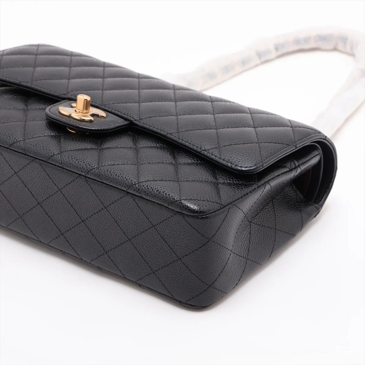 [Individually packaged] Chanel Matelassé 25 Canvas Double Flap Double Chain Bag, Black with Gold Hardware, 311402619, Serial Number 31-A01112 — view 3