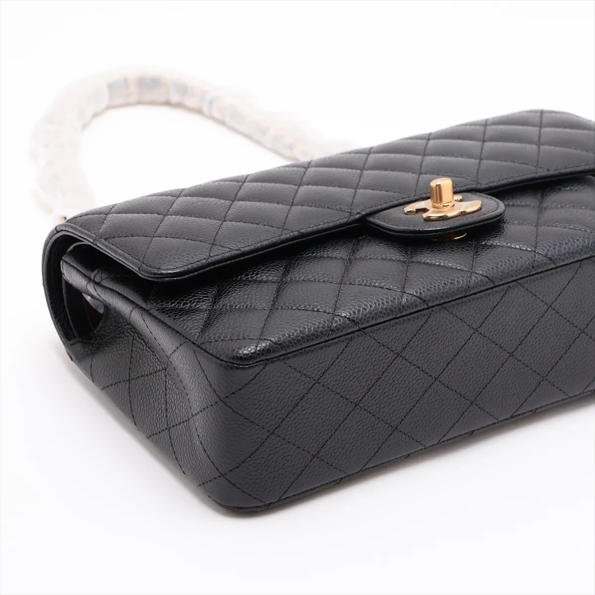 [Individually packaged] Chanel Matelassé 25 Canvas Double Flap Double Chain Bag, Black with Gold Hardware, 311402619, Serial Number 31-A01112 — view 4
