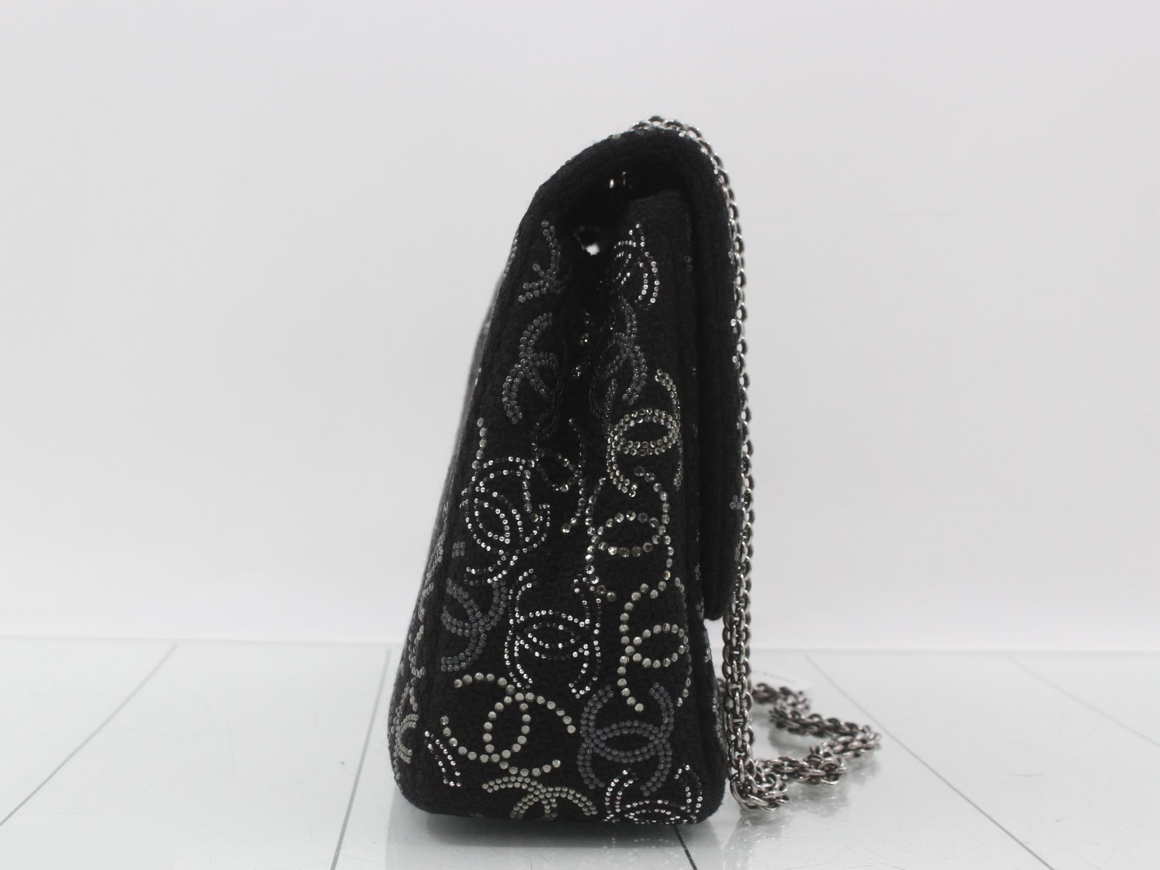 Coco Mark Rhinestone Turnlock Double Chain Shoulder Bag — view 4