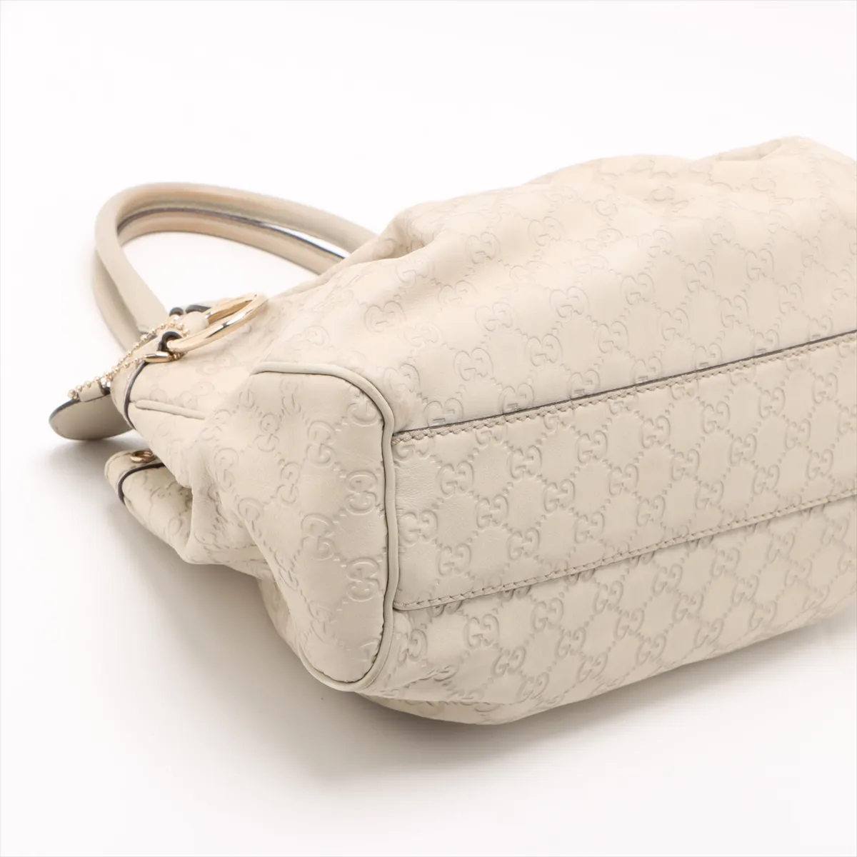 Guccisima Sookie Leather Handbag White 211944 — view 4