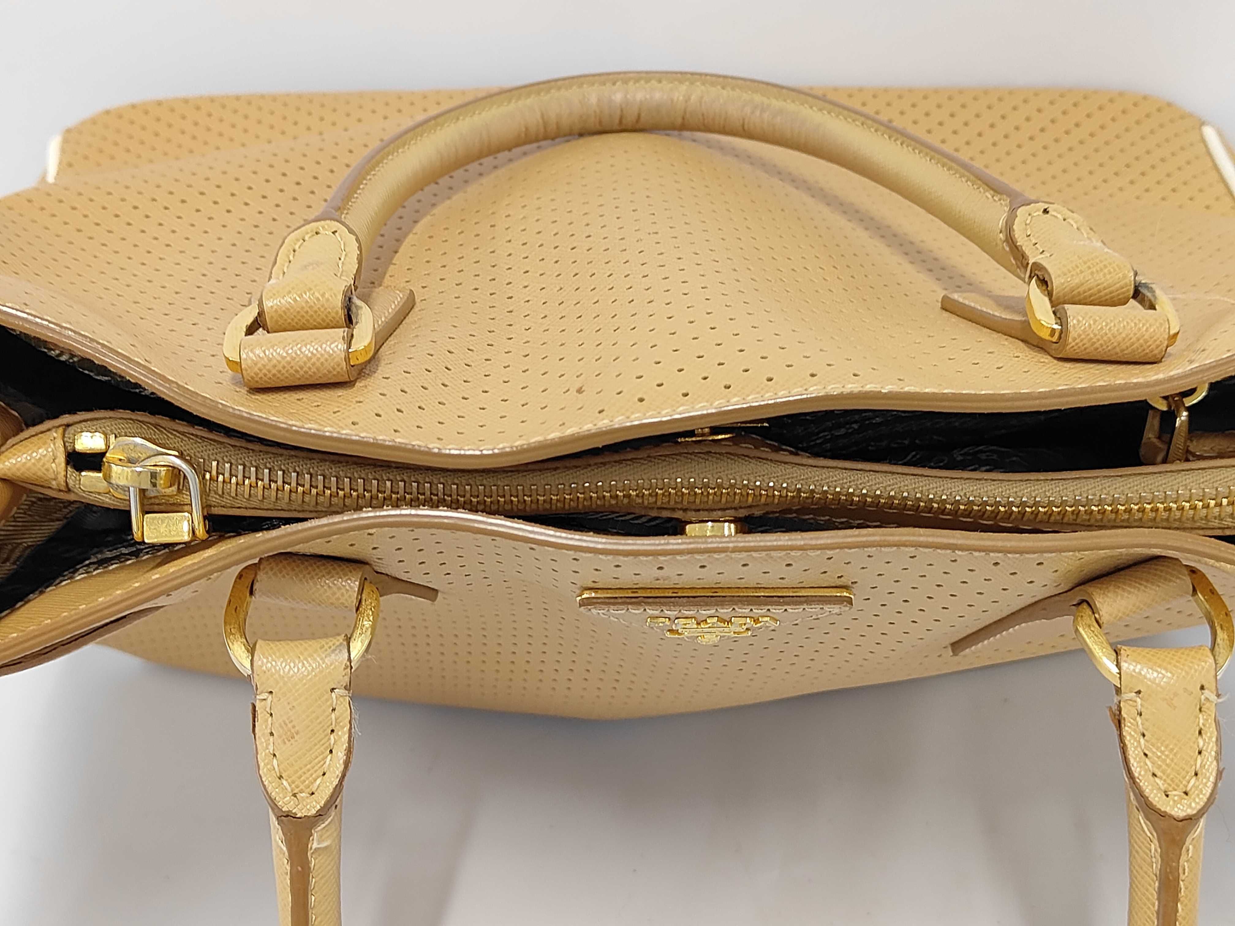 Saffiano Beige Perforated Leather Bag — view 11