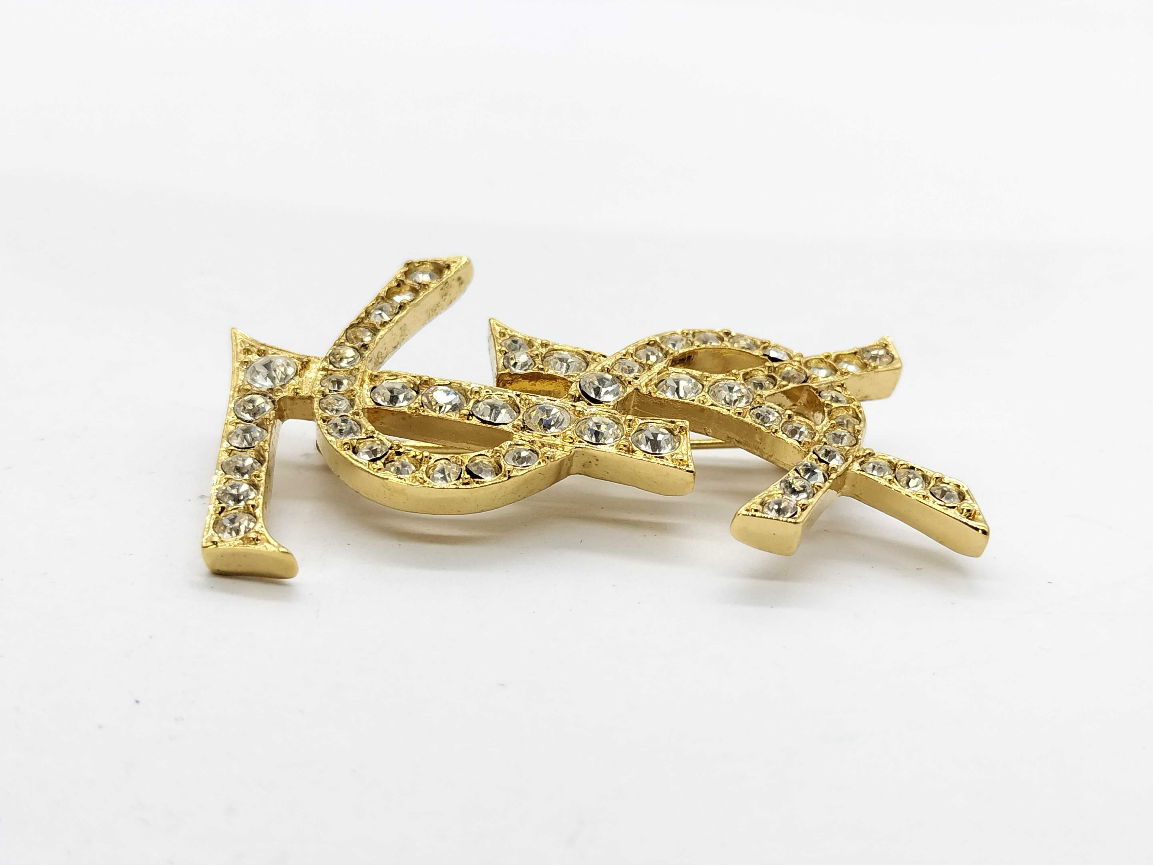 Brooch, Logo, Gold Rhinestone Brooch — view 2