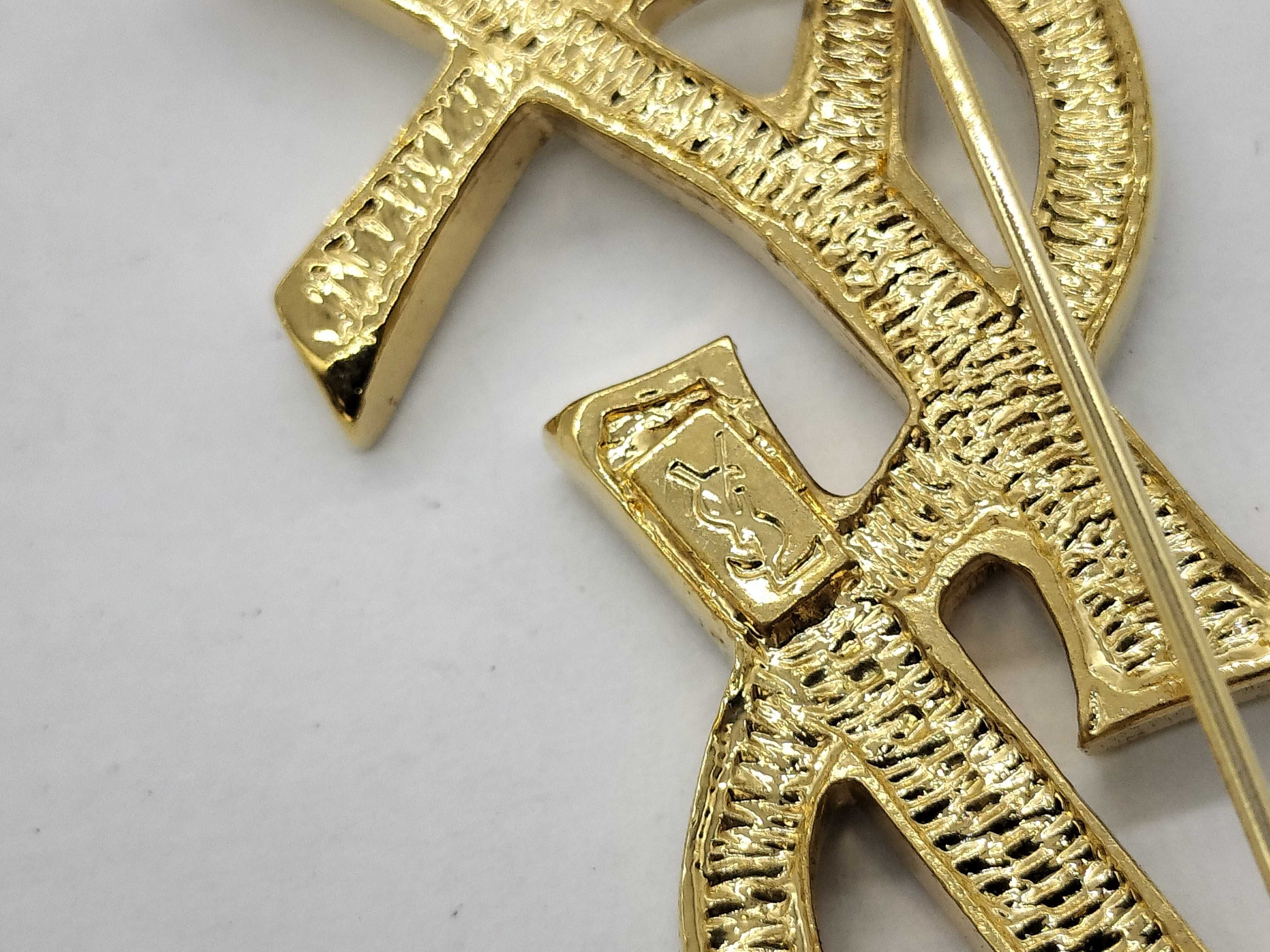 Brooch, Logo, Gold Rhinestone Brooch — view 4