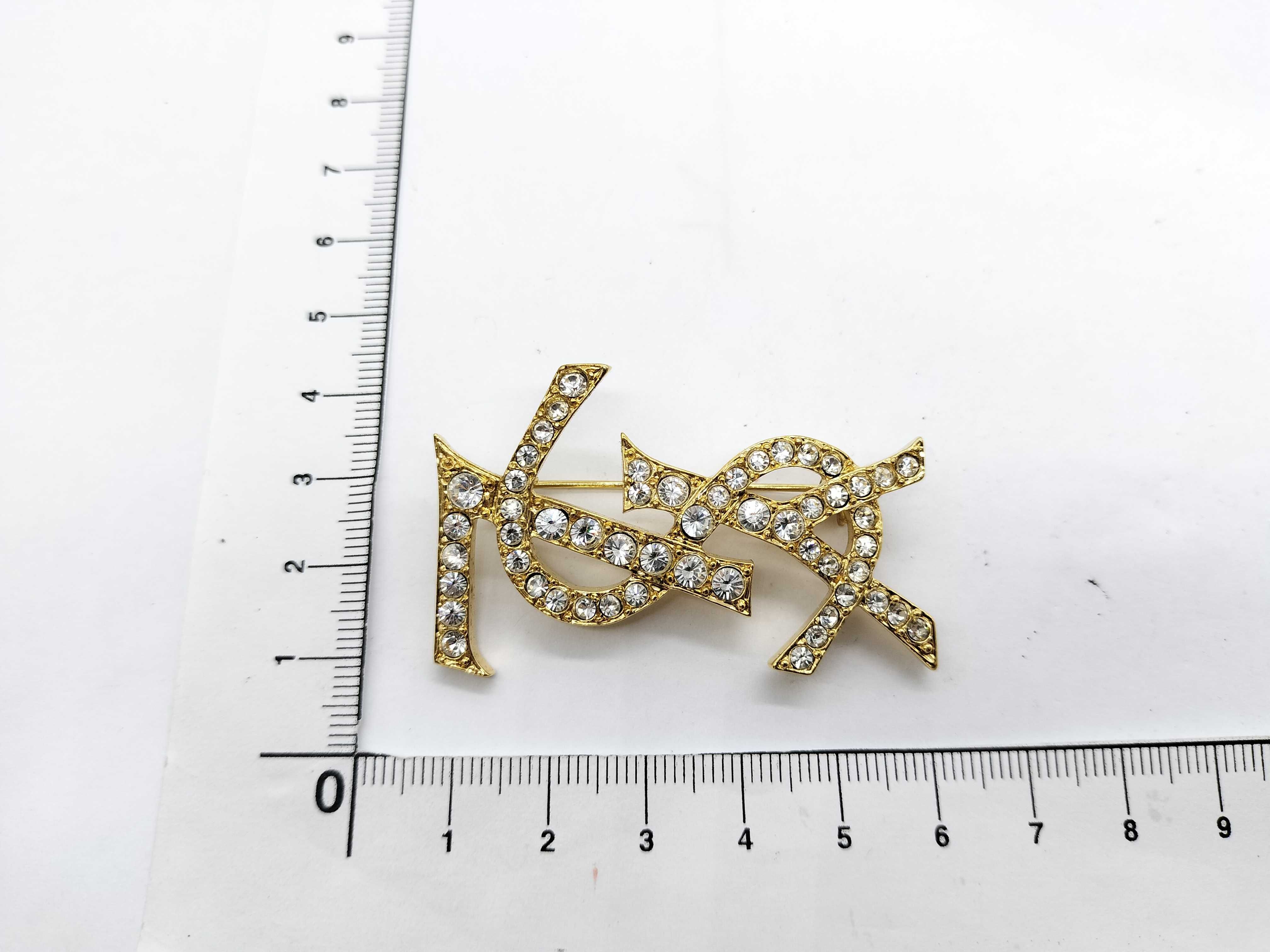 Brooch, Logo, Gold Rhinestone Brooch — view 7
