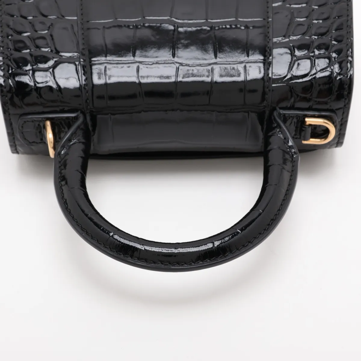 Hourglass XS Crocodile Embossed 2-Way Handbag, Black 592833 — view 5