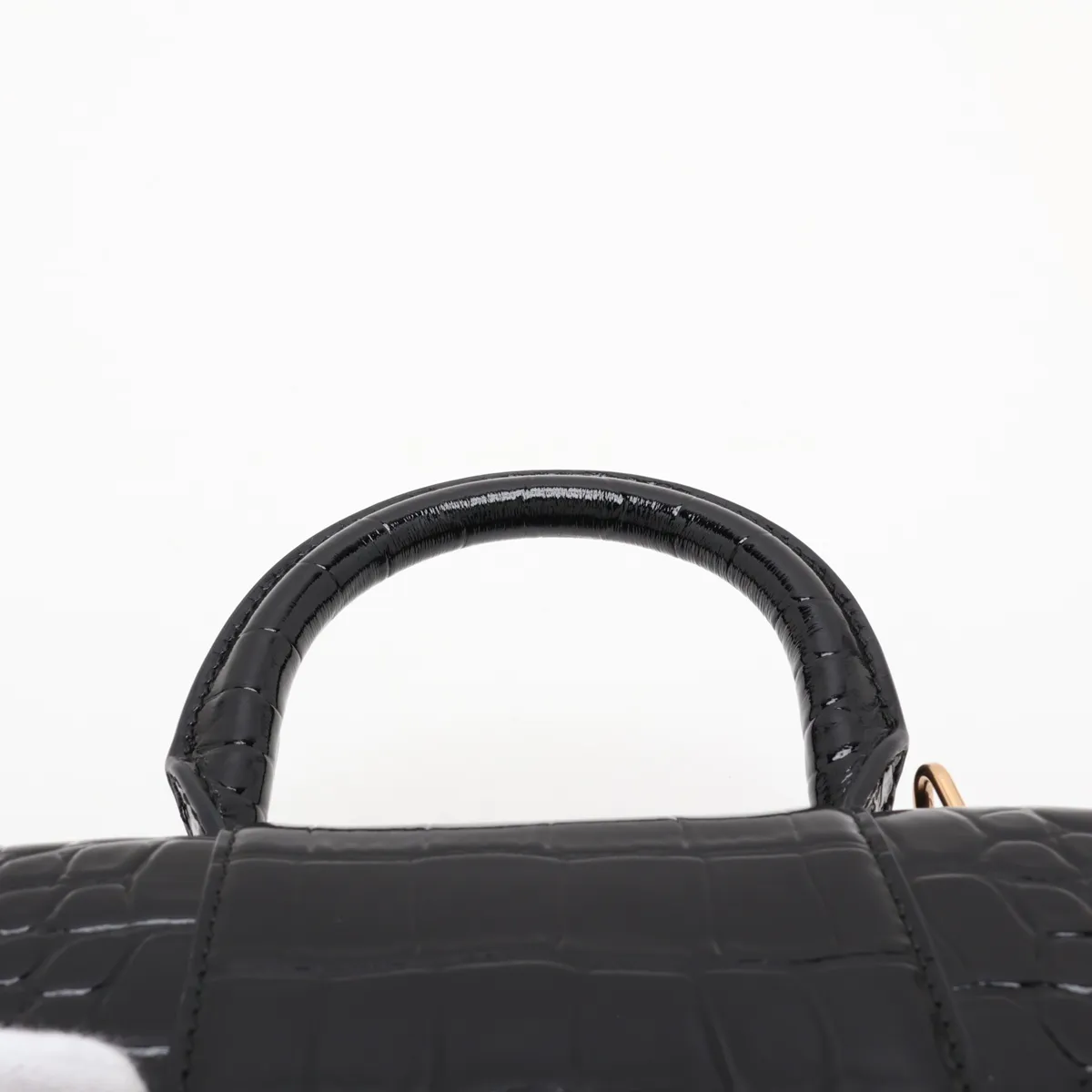 Hourglass XS Crocodile Embossed 2-Way Handbag, Black 592833 — view 6