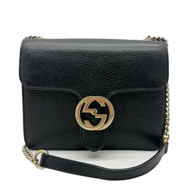 Small leather shoulder bag with interlocking G logo