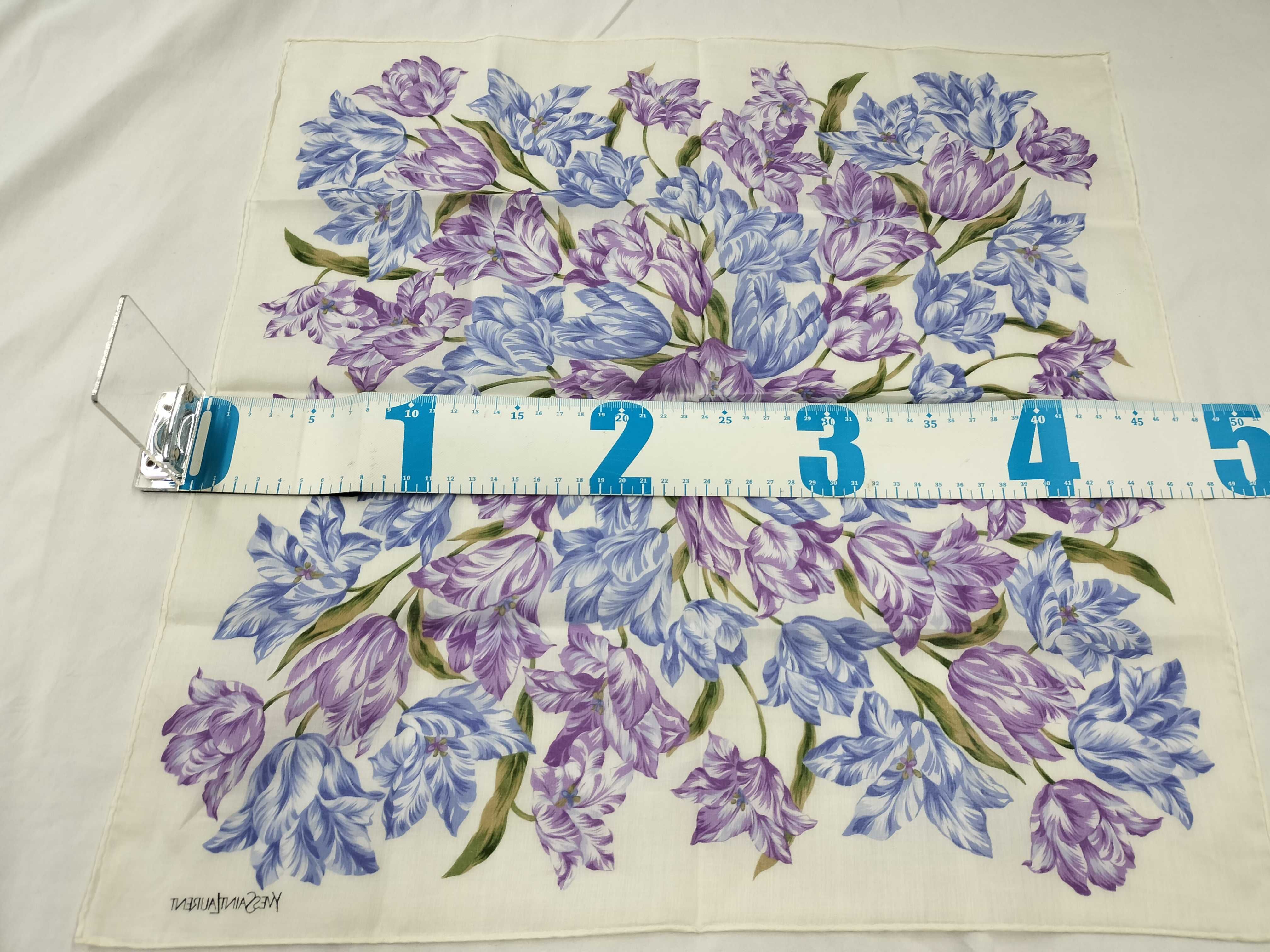 handkerchief/scarf, tulip design, blue/purple, and other accessories. — view 2