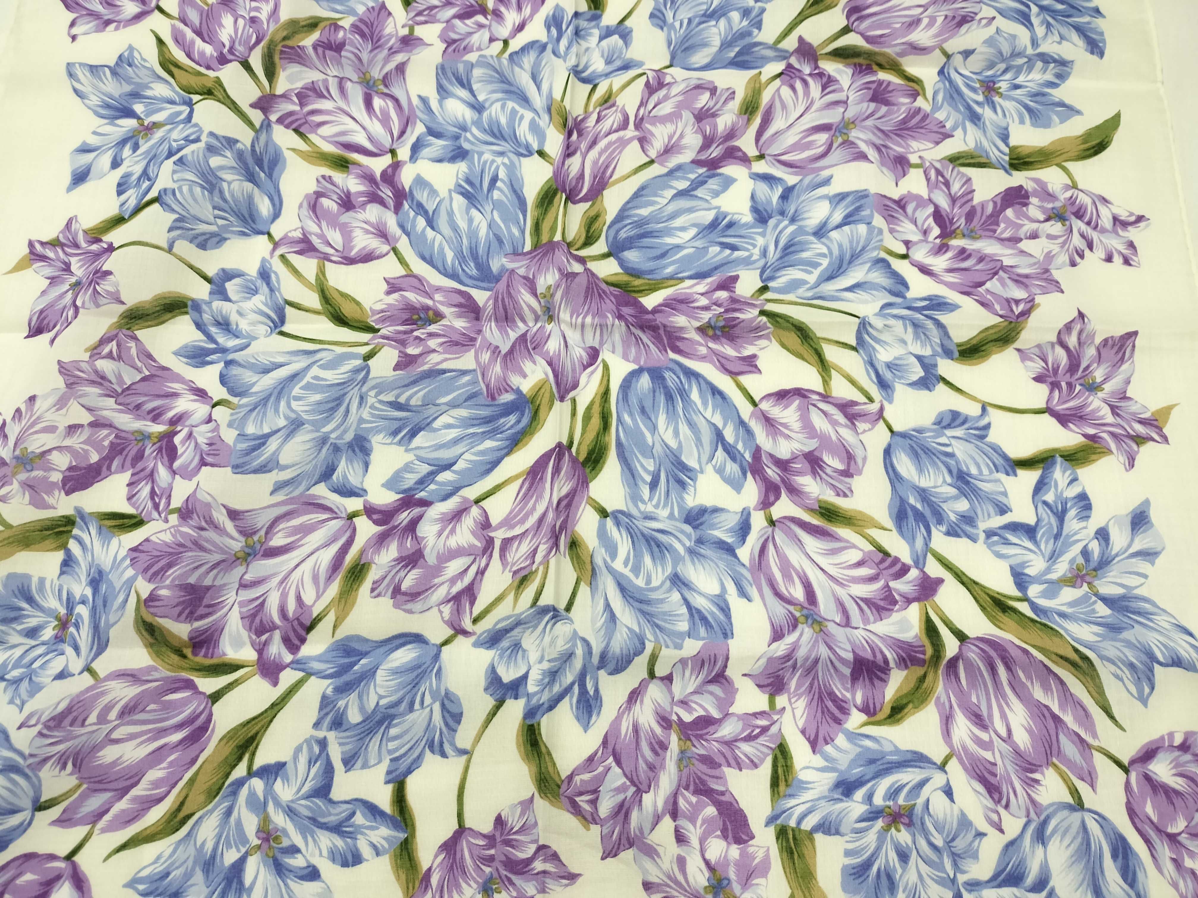 handkerchief/scarf, tulip design, blue/purple, and other accessories. — view 5