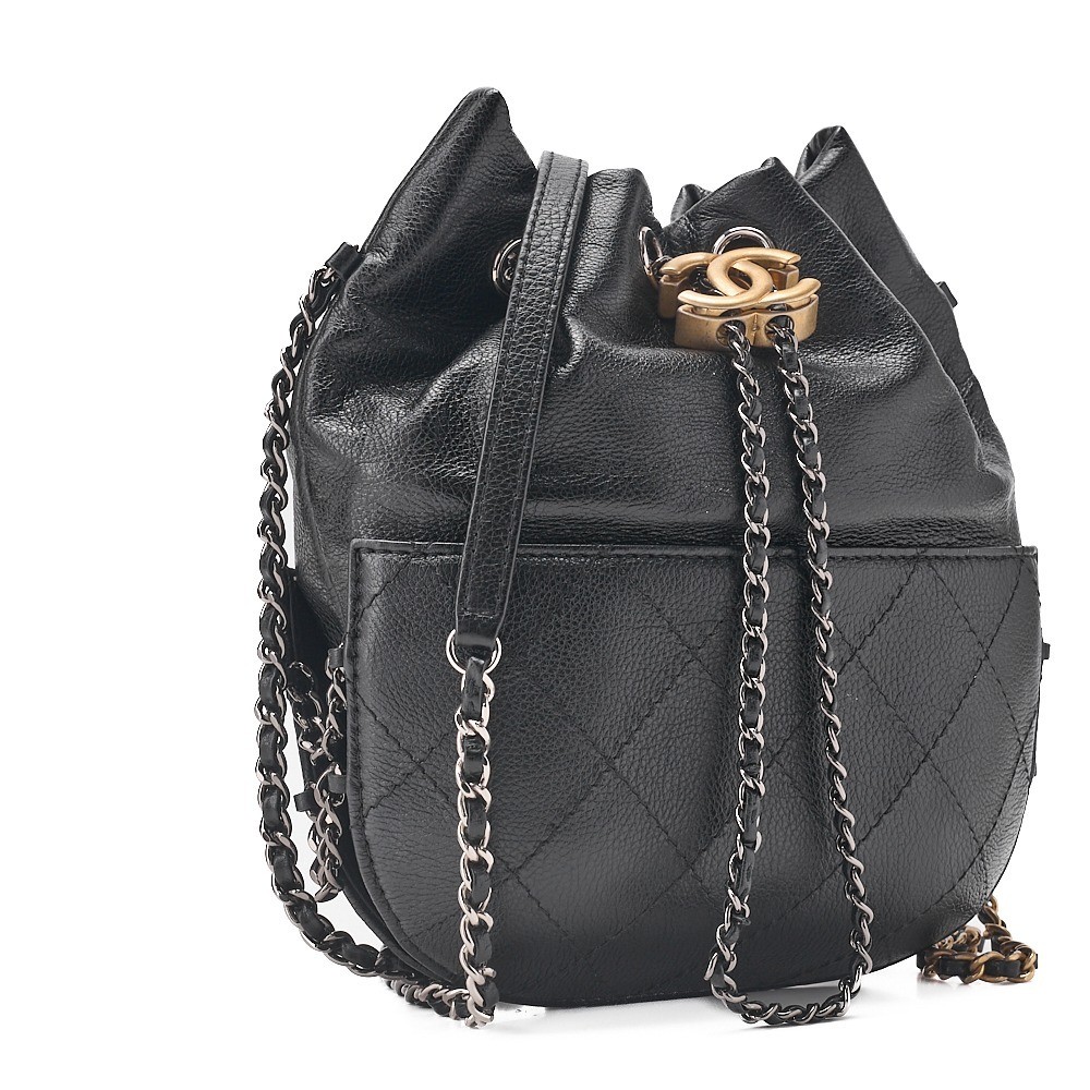 Calfskin Matelassé Coco Charm Drawstring Chain Shoulder Bag — view 3