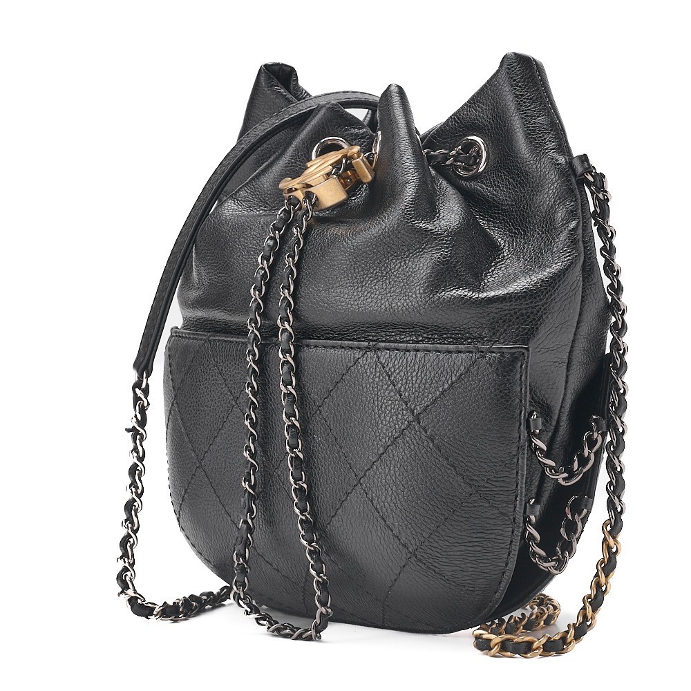 Calfskin Matelassé Coco Charm Drawstring Chain Shoulder Bag — view 4