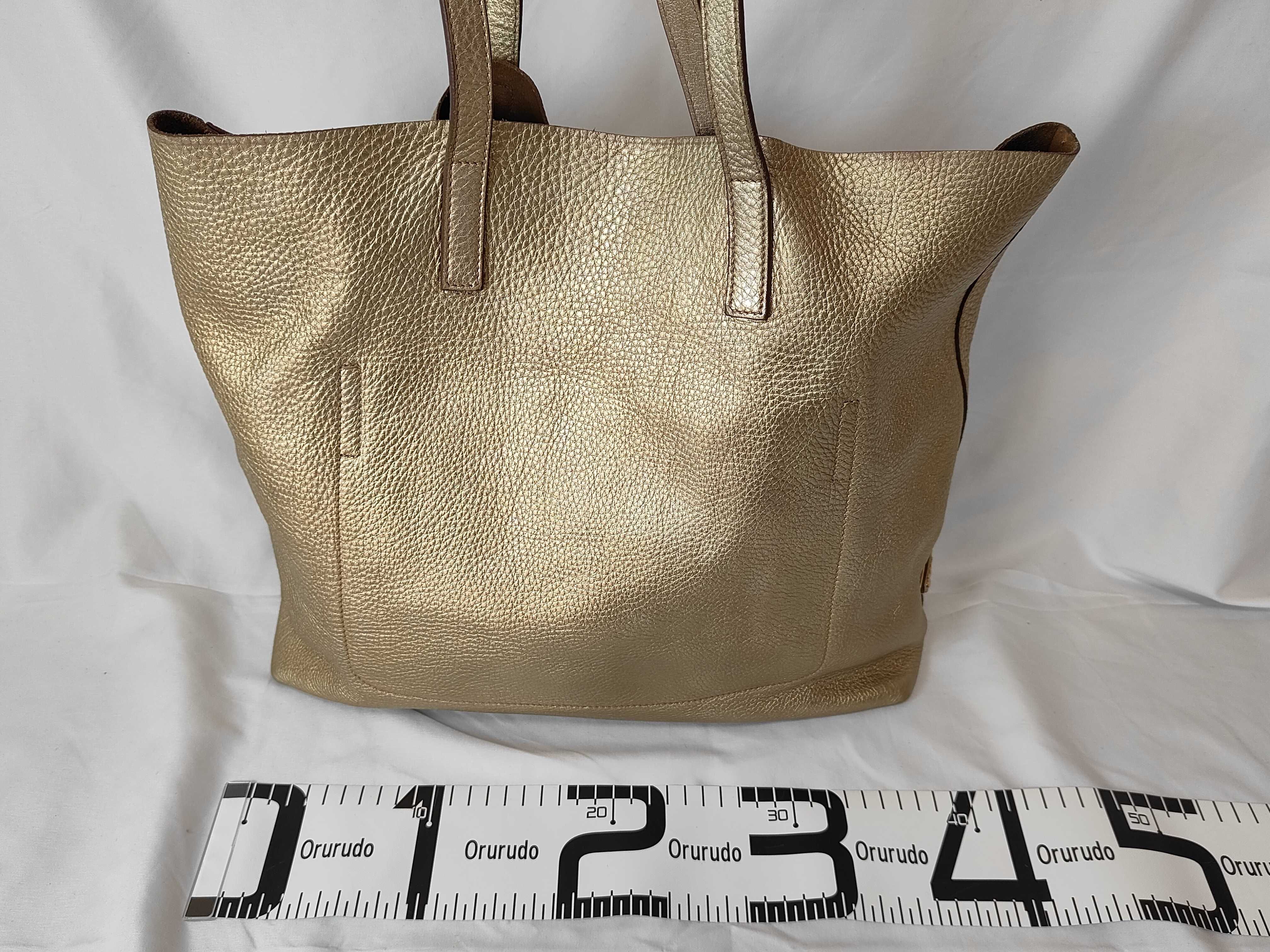 Metallic Vitello Daino Tote Shopper Bag — view 2