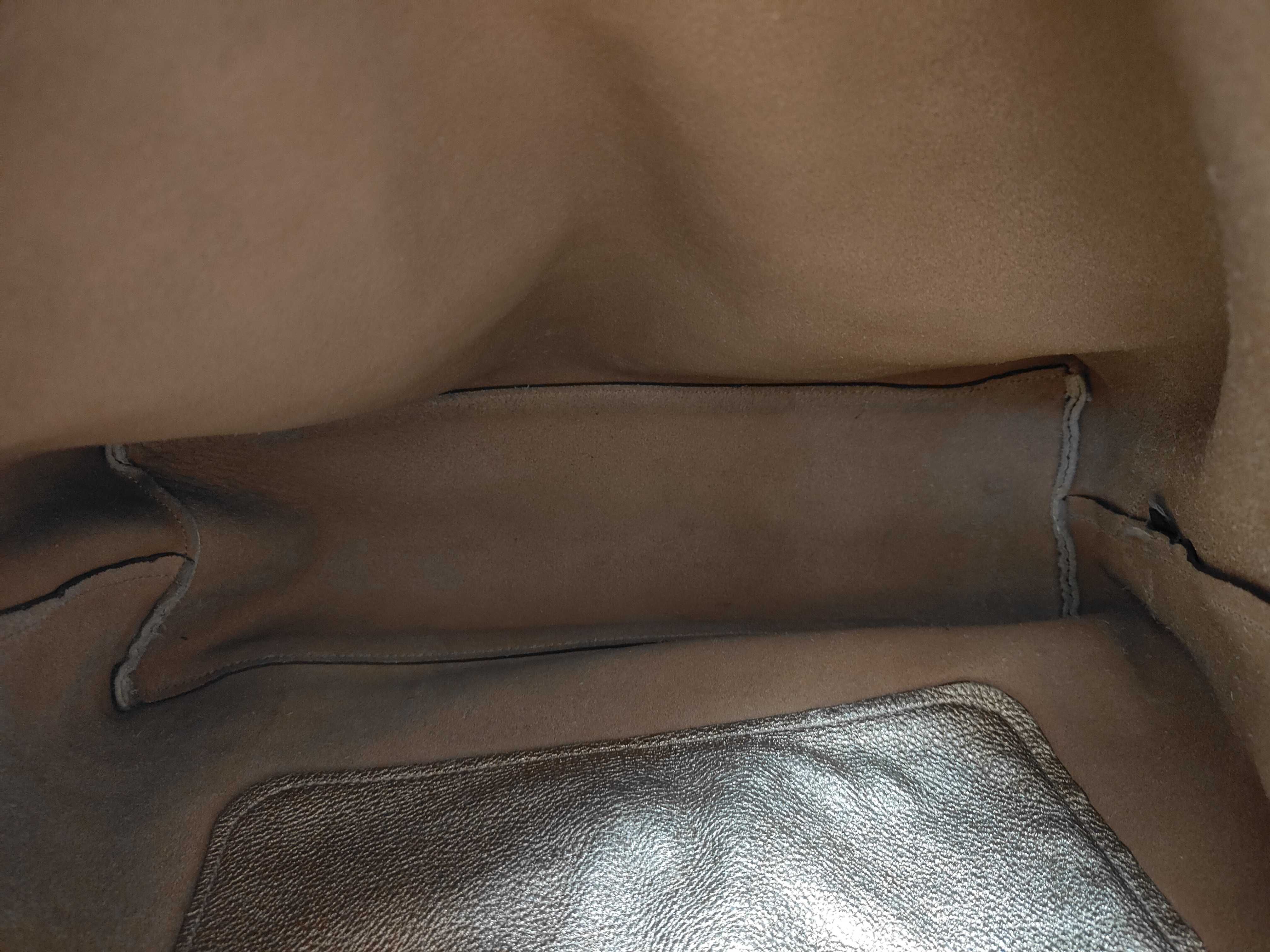 Metallic Vitello Daino Tote Shopper Bag — view 9