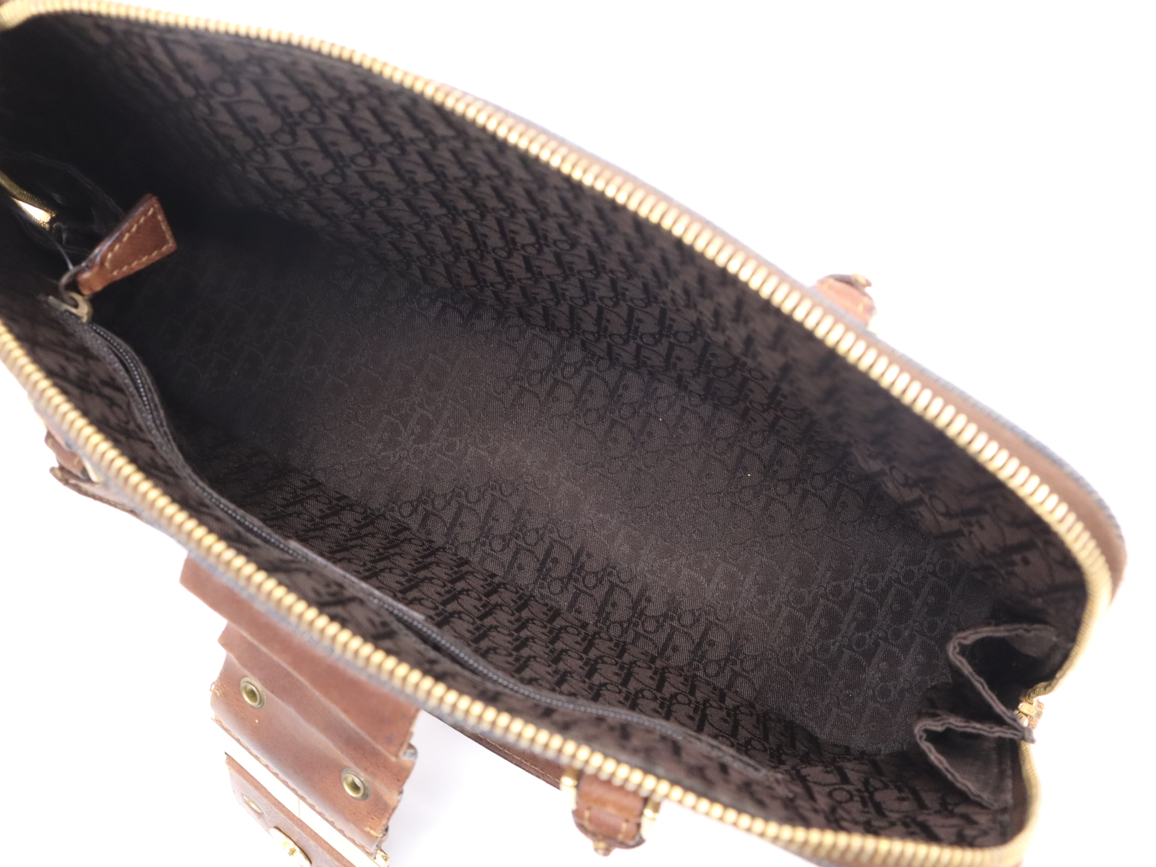 Denim/Leather Street Chic Handbag in Blue and Brown with Gold Hardware, Includes Dust Bag and Charm — view 13