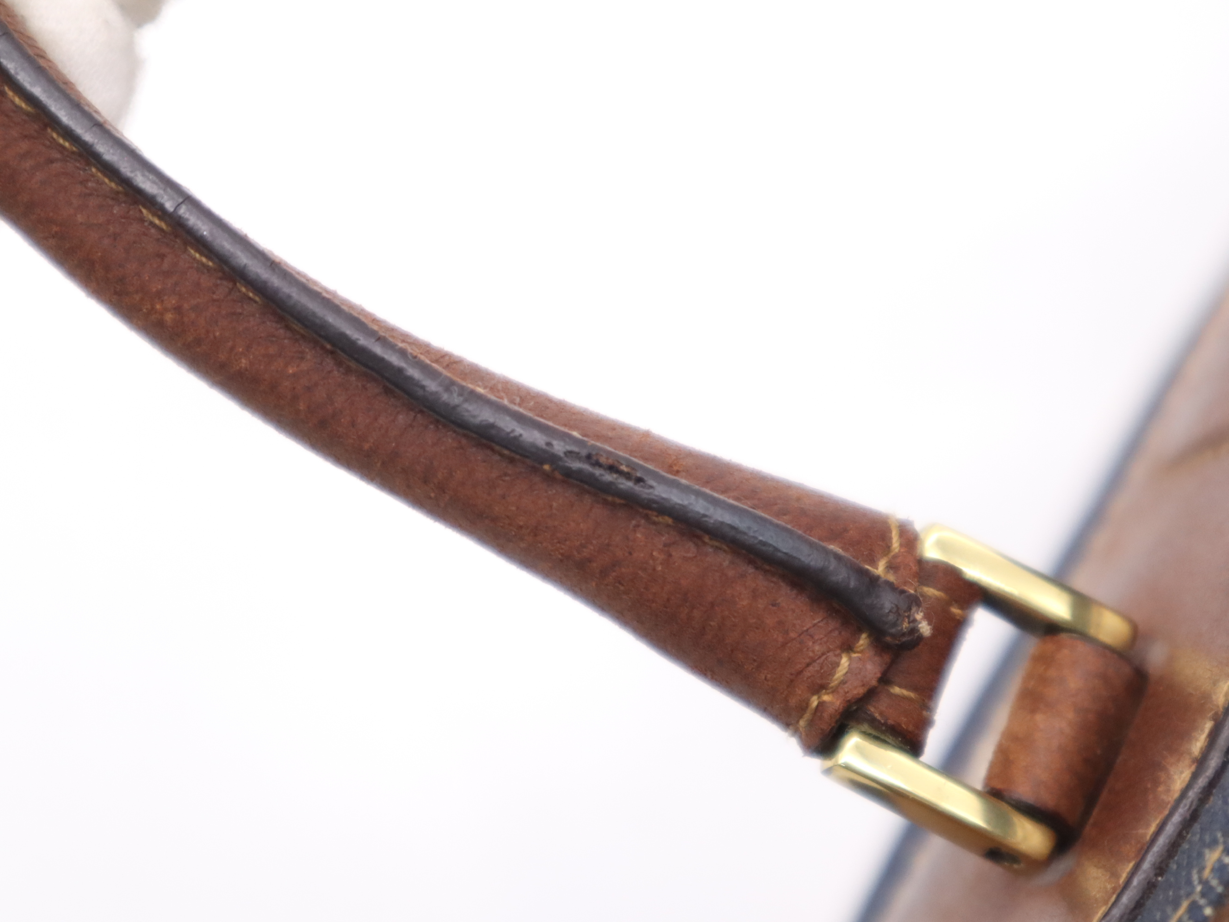 Denim/Leather Street Chic Handbag in Blue and Brown with Gold Hardware, Includes Dust Bag and Charm — view 10