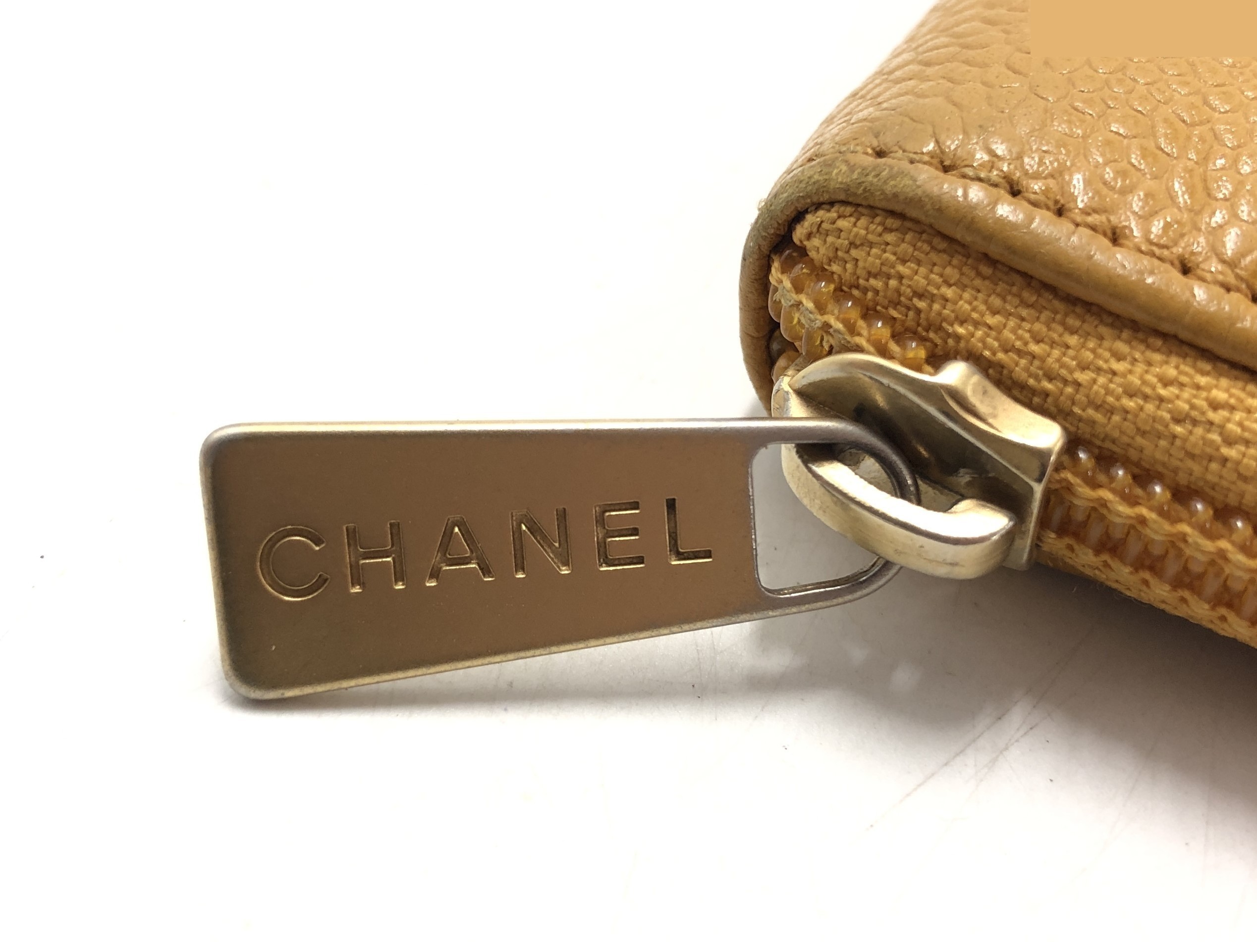 Coco Mark Round Zip Wallet with Sticker, 6792499, Caviar Skin — view 7