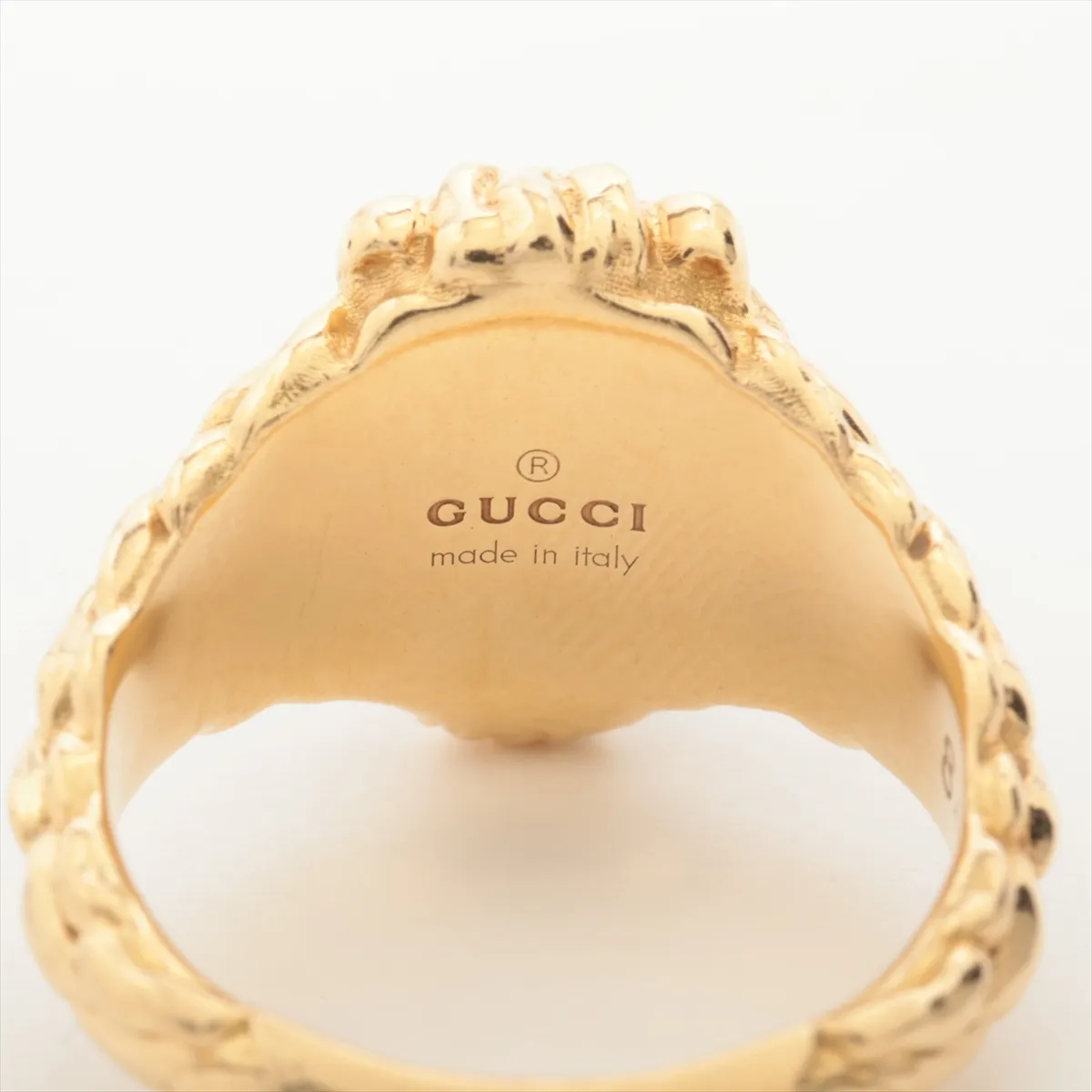 Lion Head Diamond Ring, 750 (Yellow Gold), 8.4g, 8 stones, chipped, — view 3