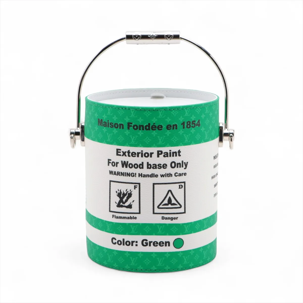 logo LV painted can M81592 white x green RFID detectable — view 2