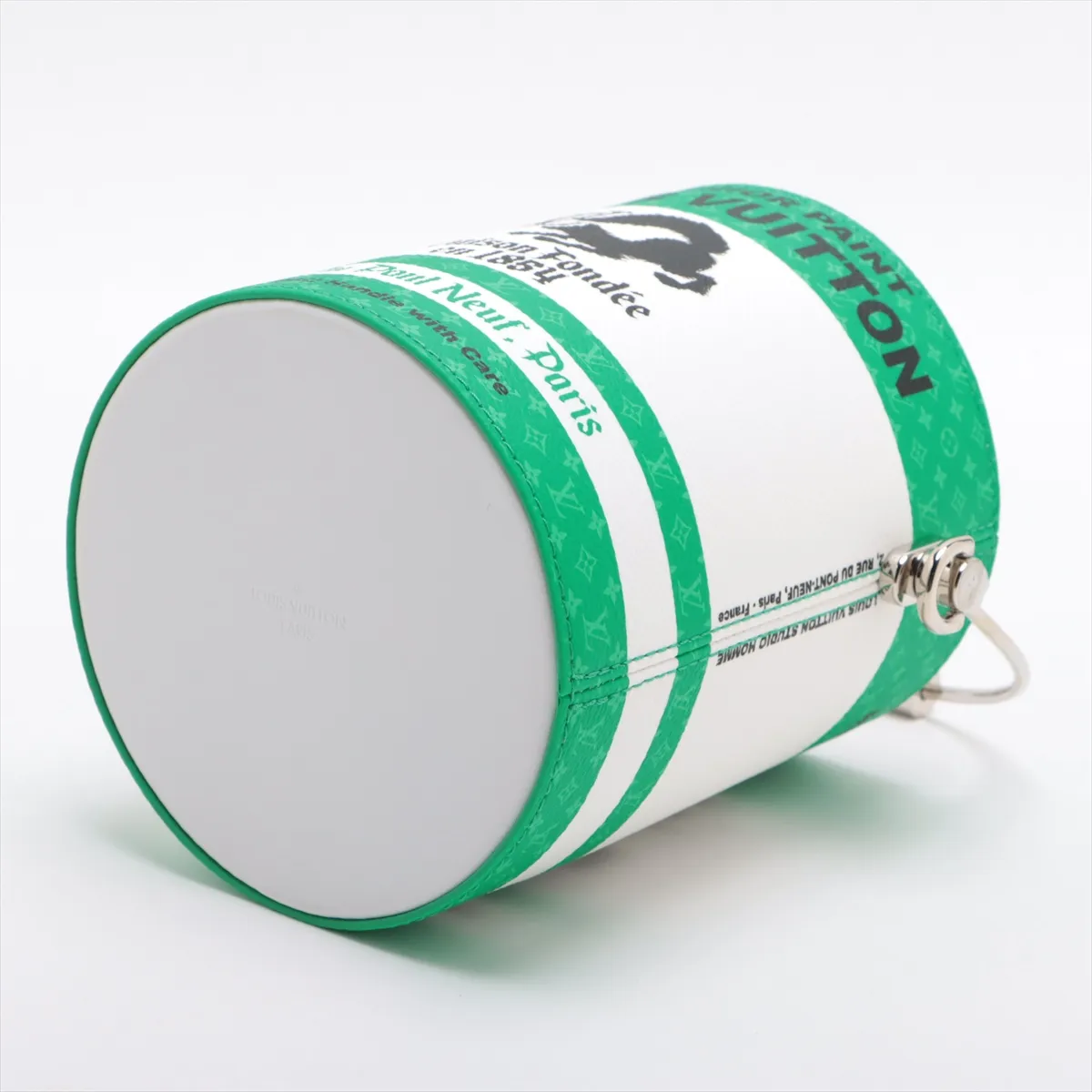 logo LV painted can M81592 white x green RFID detectable — view 3
