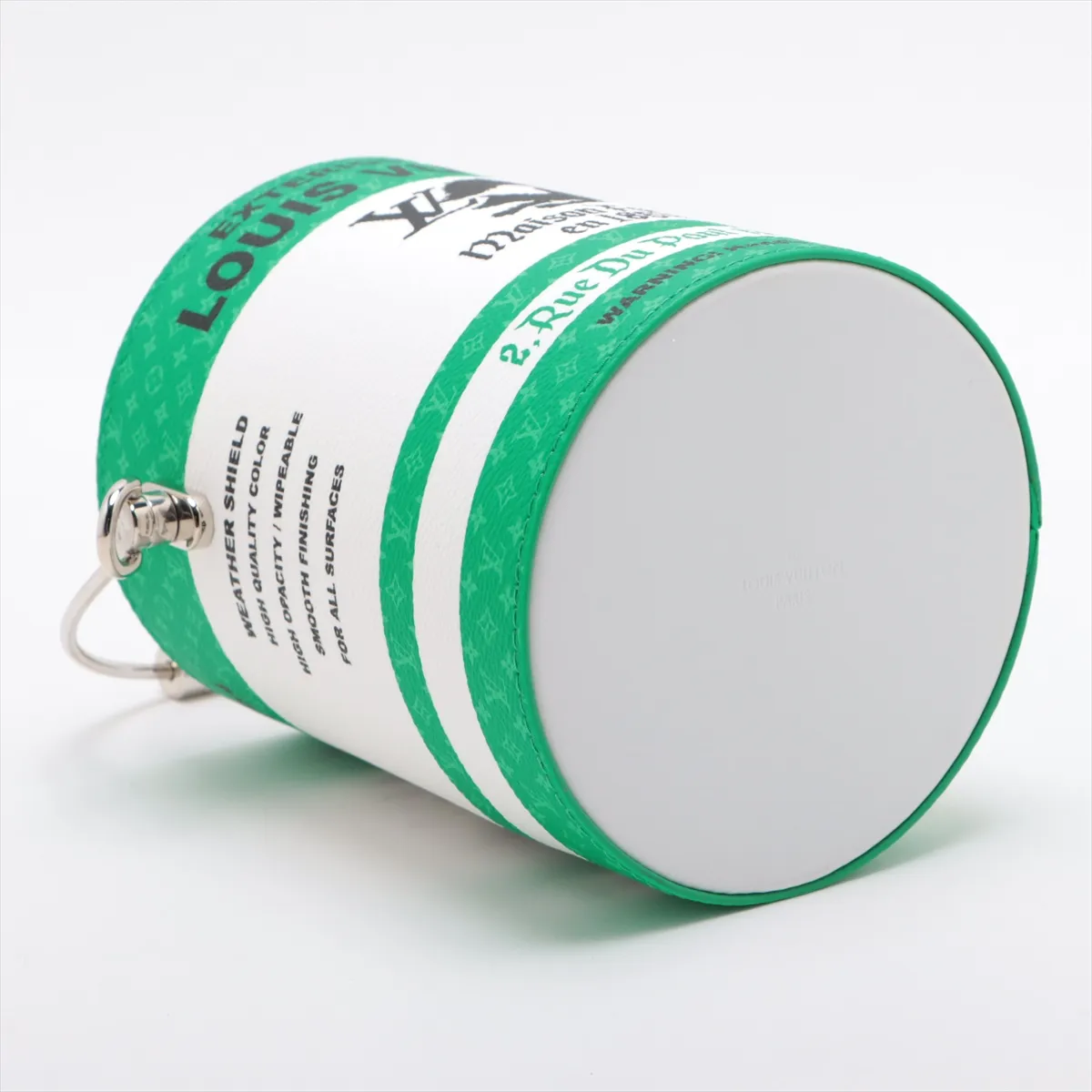 logo LV painted can M81592 white x green RFID detectable — view 4