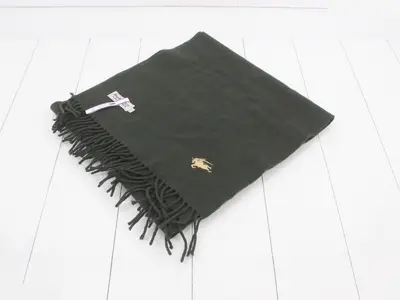 Burberrys Wool Scarf, Dark Green, 100% Cashmere