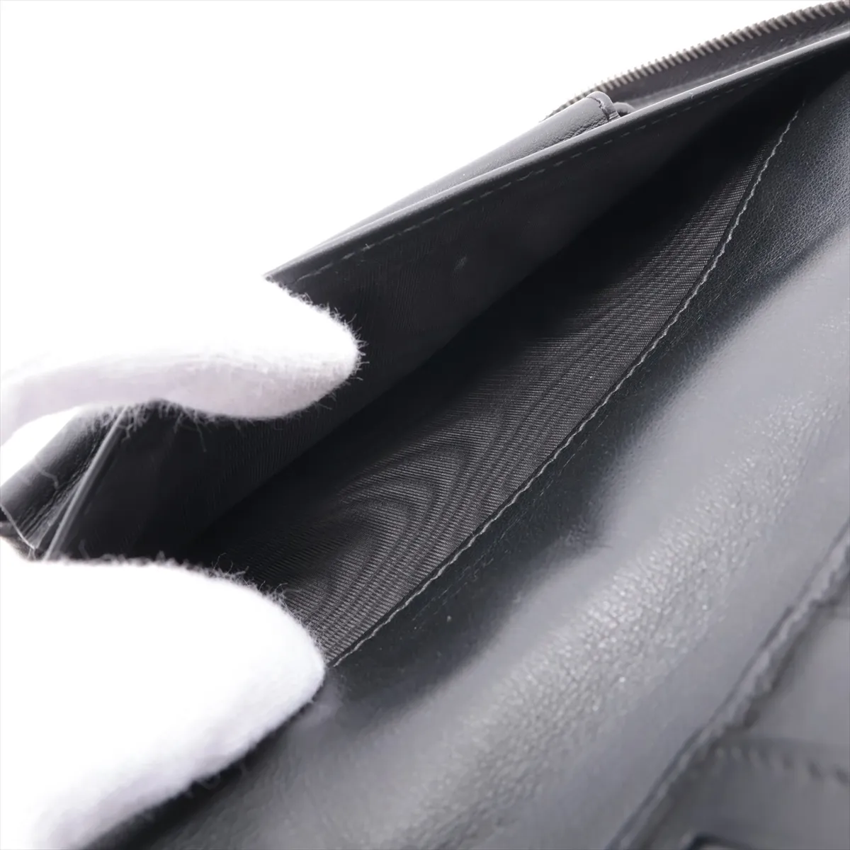 Microguccissima 449246 Leather Round Zip Wallet, Black, with G stamp. — view 4