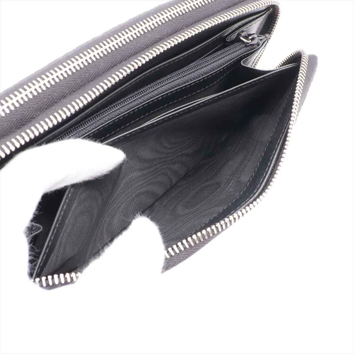 Microguccissima 449246 Leather Round Zip Wallet, Black, with G stamp. — view 9