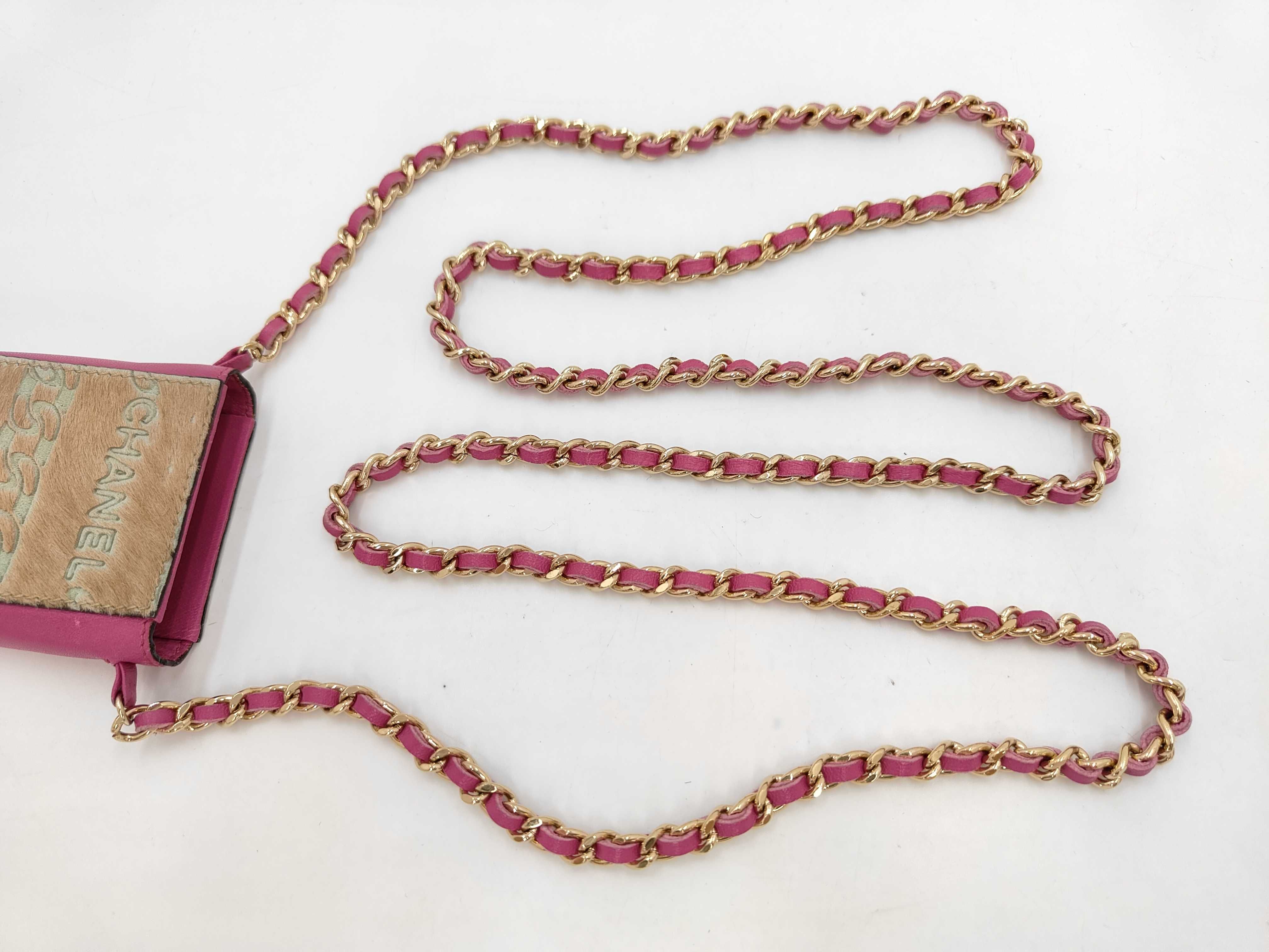 Chain Pouch, Leather, Pink, with Authenticity Card and Seal, Chain Shoulder Bag — view 5