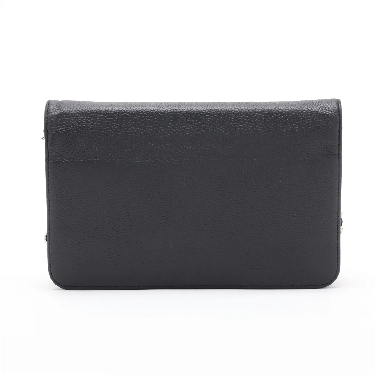 Coco Mark Caviar Skin Chain Wallet, Black with Silver Hardware, 16543780, Serial Number 16 — view 2