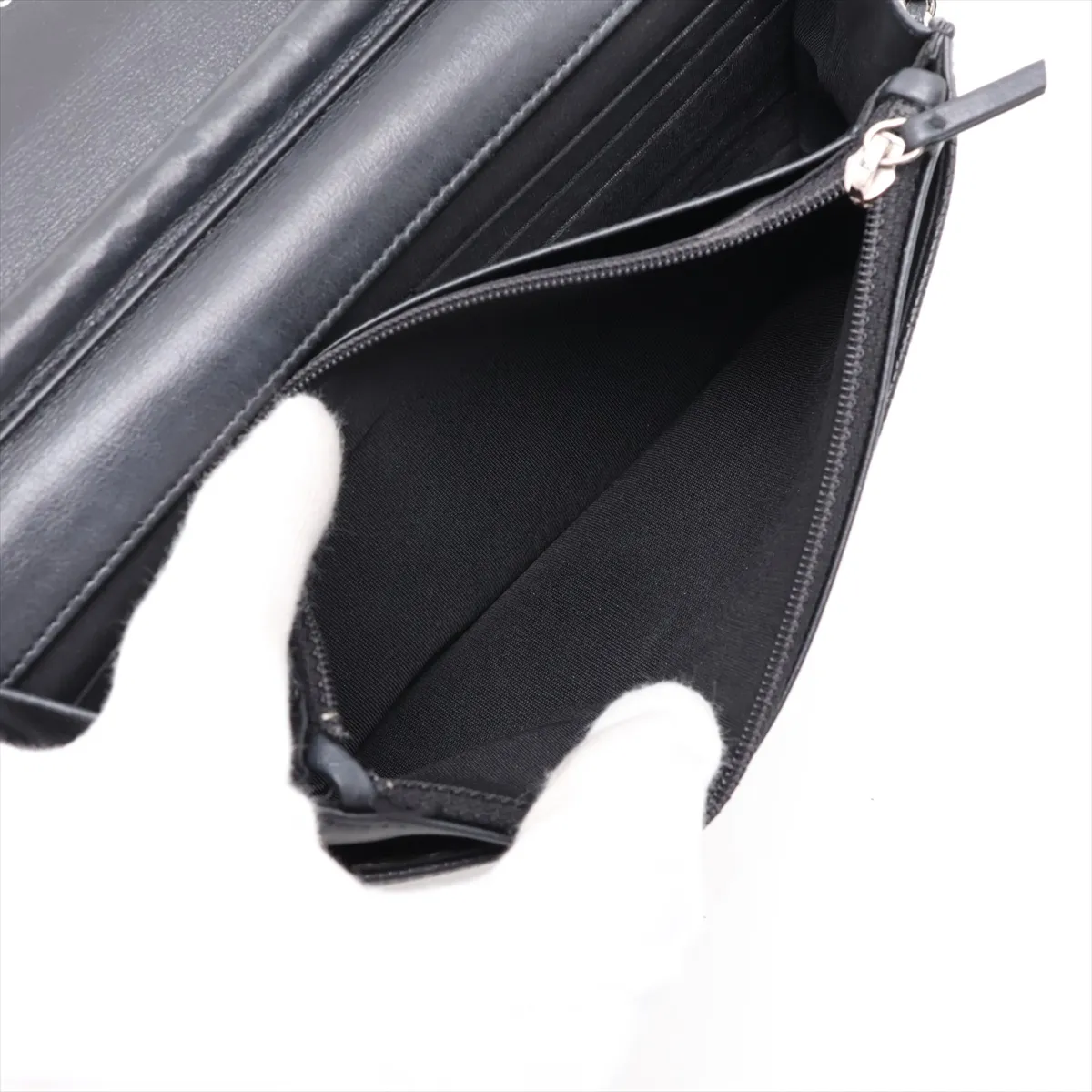 Coco Mark Caviar Skin Chain Wallet, Black with Silver Hardware, 16543780, Serial Number 16 — view 8