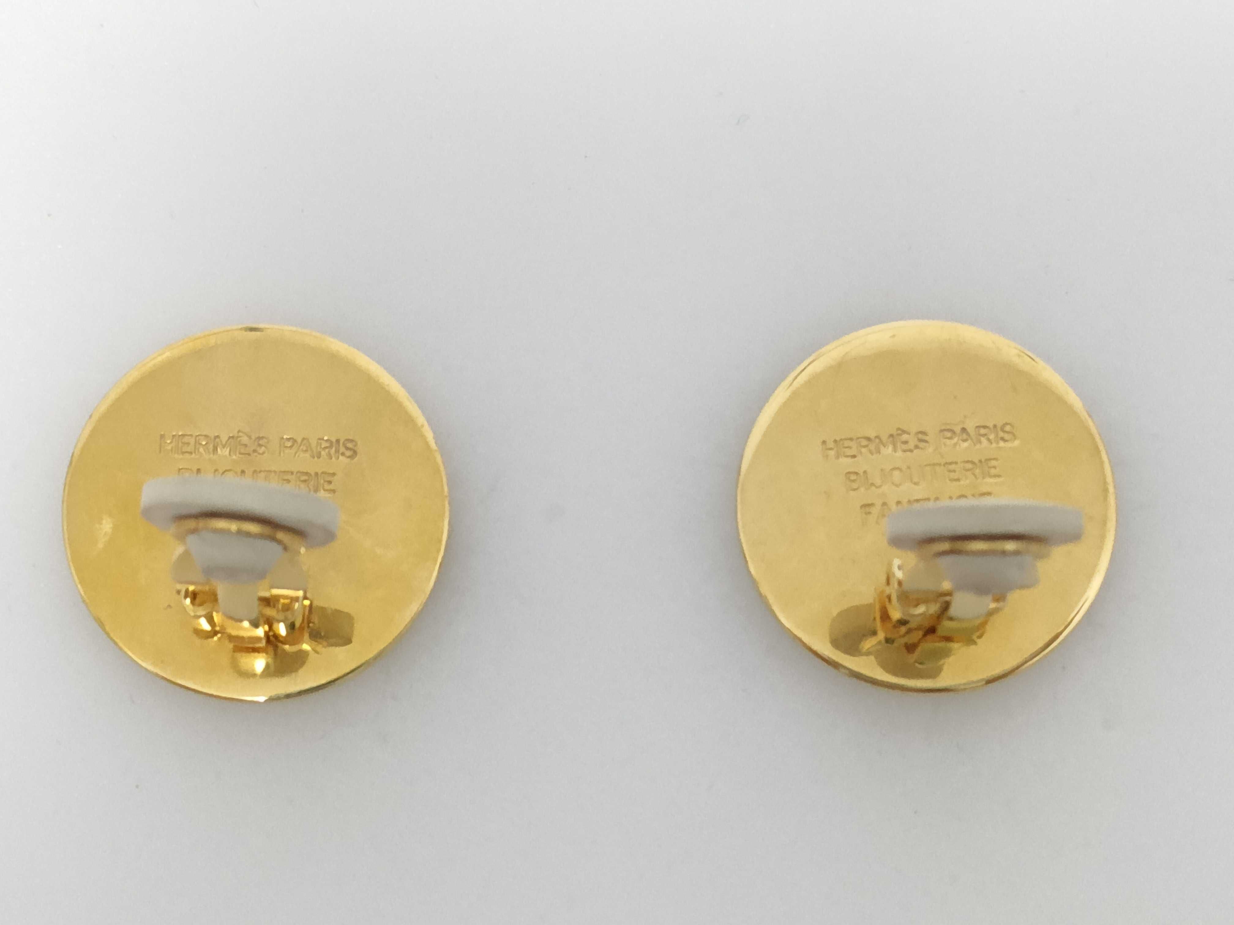 Sellier Earrings, Gold Hardware, Hermes Earrings — view 2